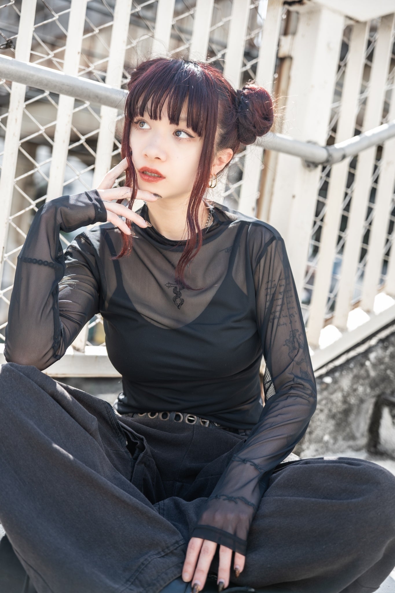 【再販】gibous tattoo sheer tops