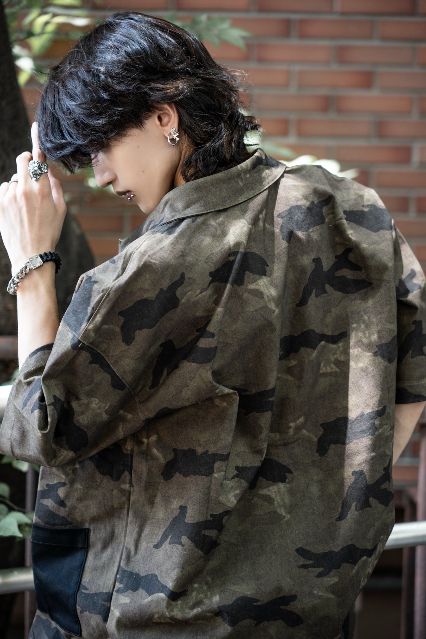 gibous Camouflage Scorpion Black Pocket Shirt