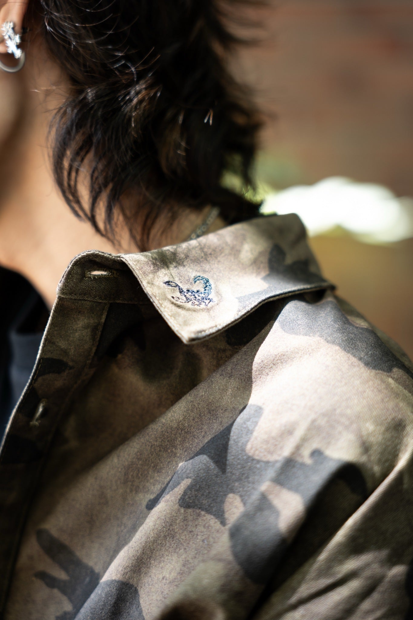 gibous Camouflage Scorpion Black Pocket Shirt