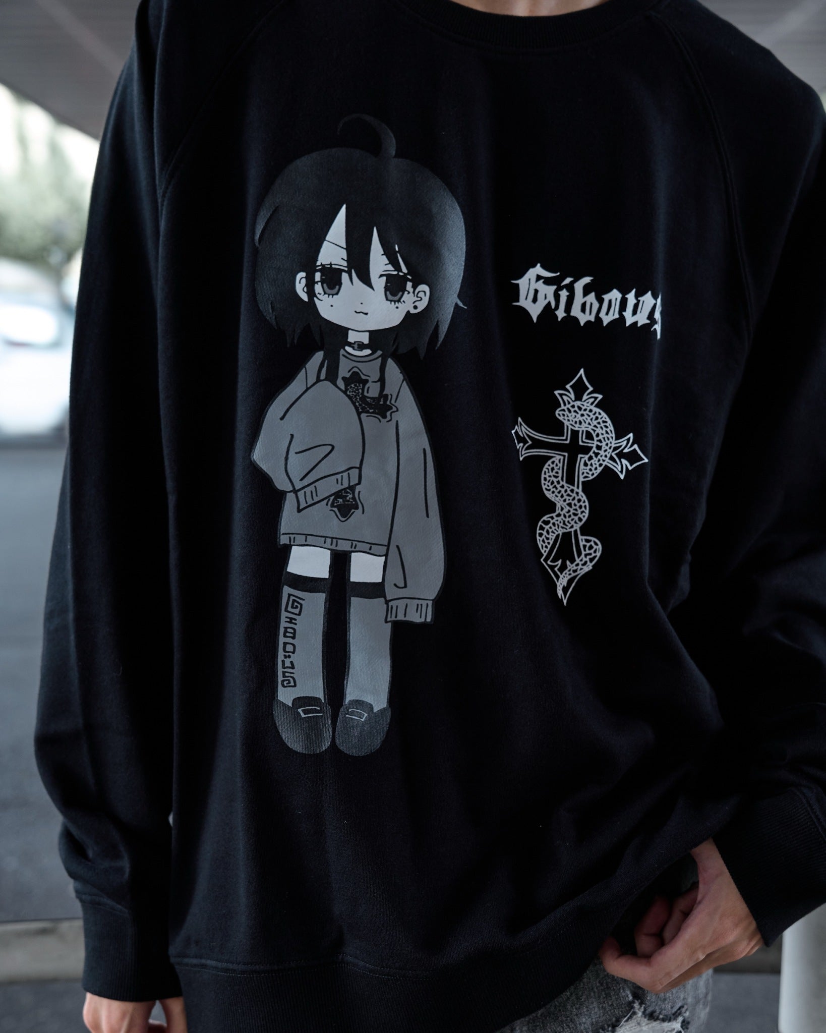 gibous logo illustration snakecross sweatshirt