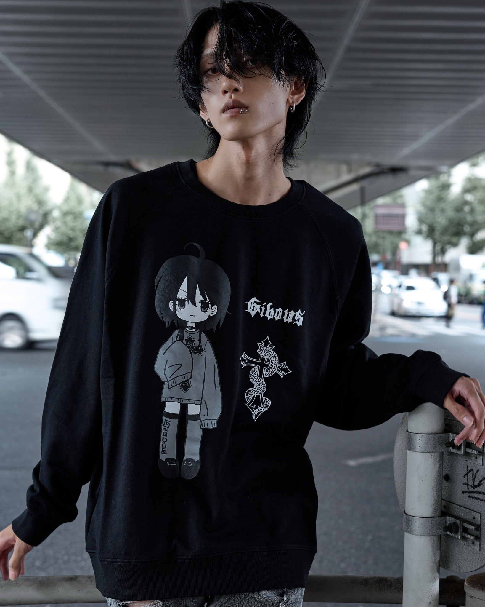 gibous logo illustration snakecross sweatshirt