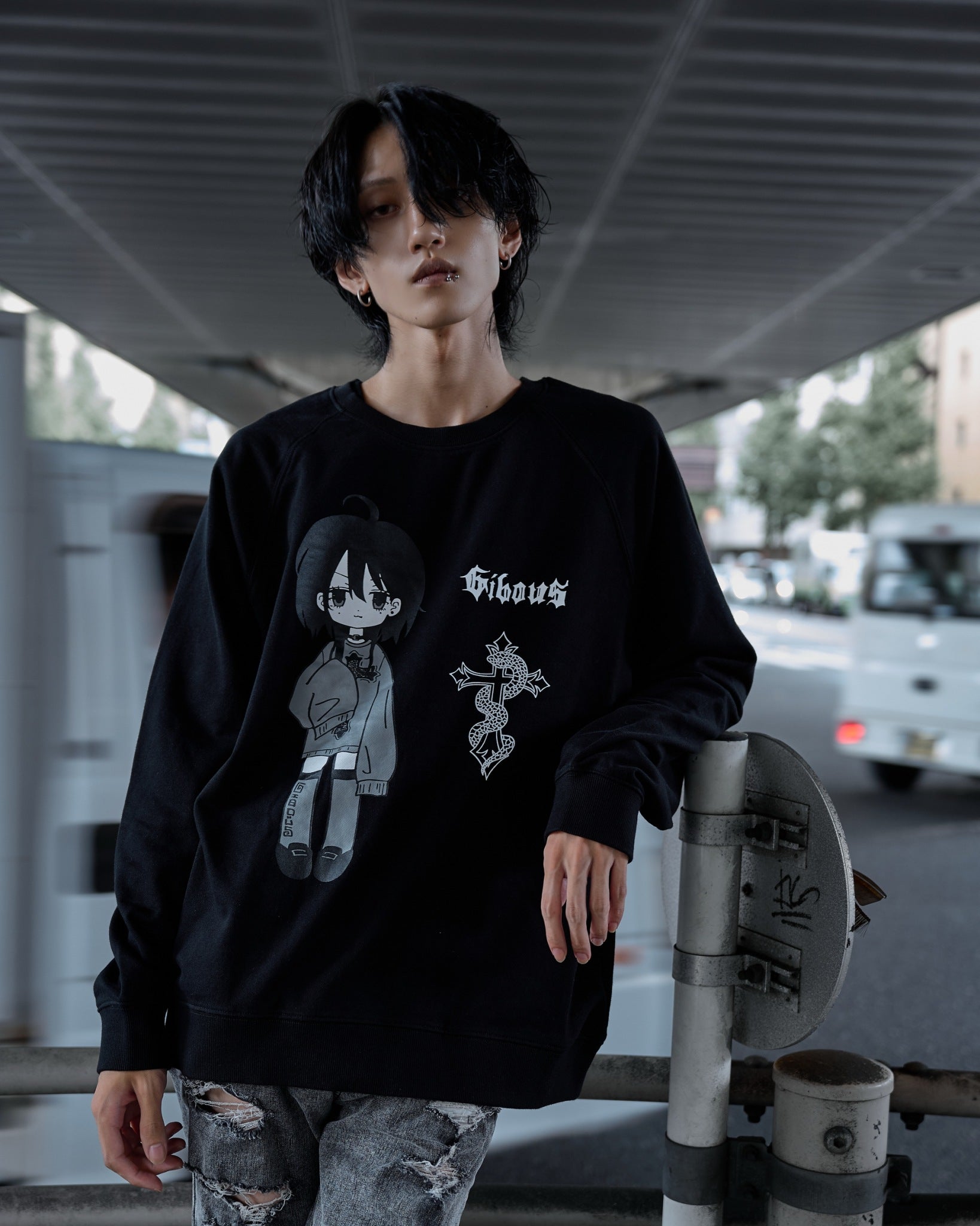 gibous logo illustration snakecross sweatshirt