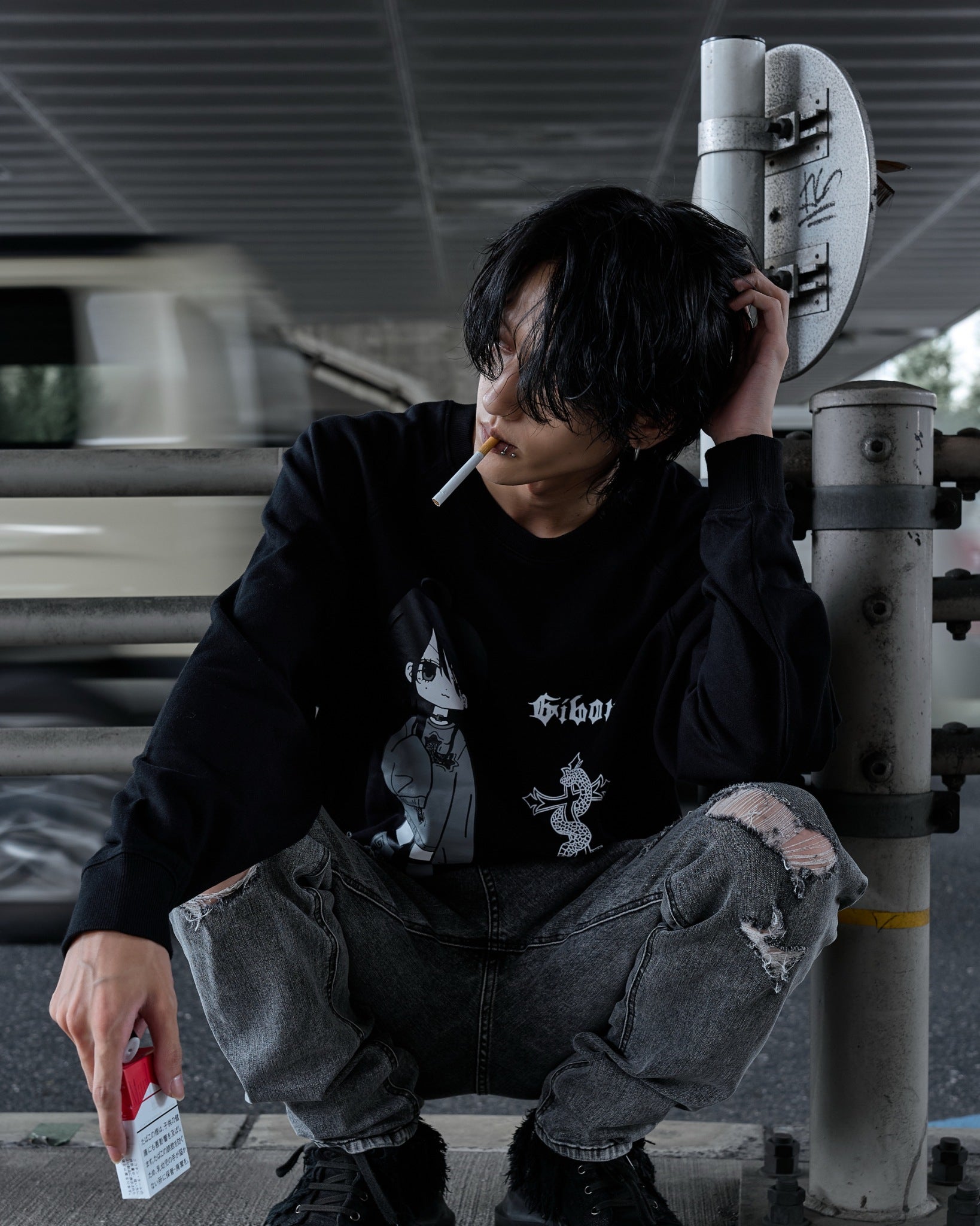 gibous logo illustration snakecross sweatshirt