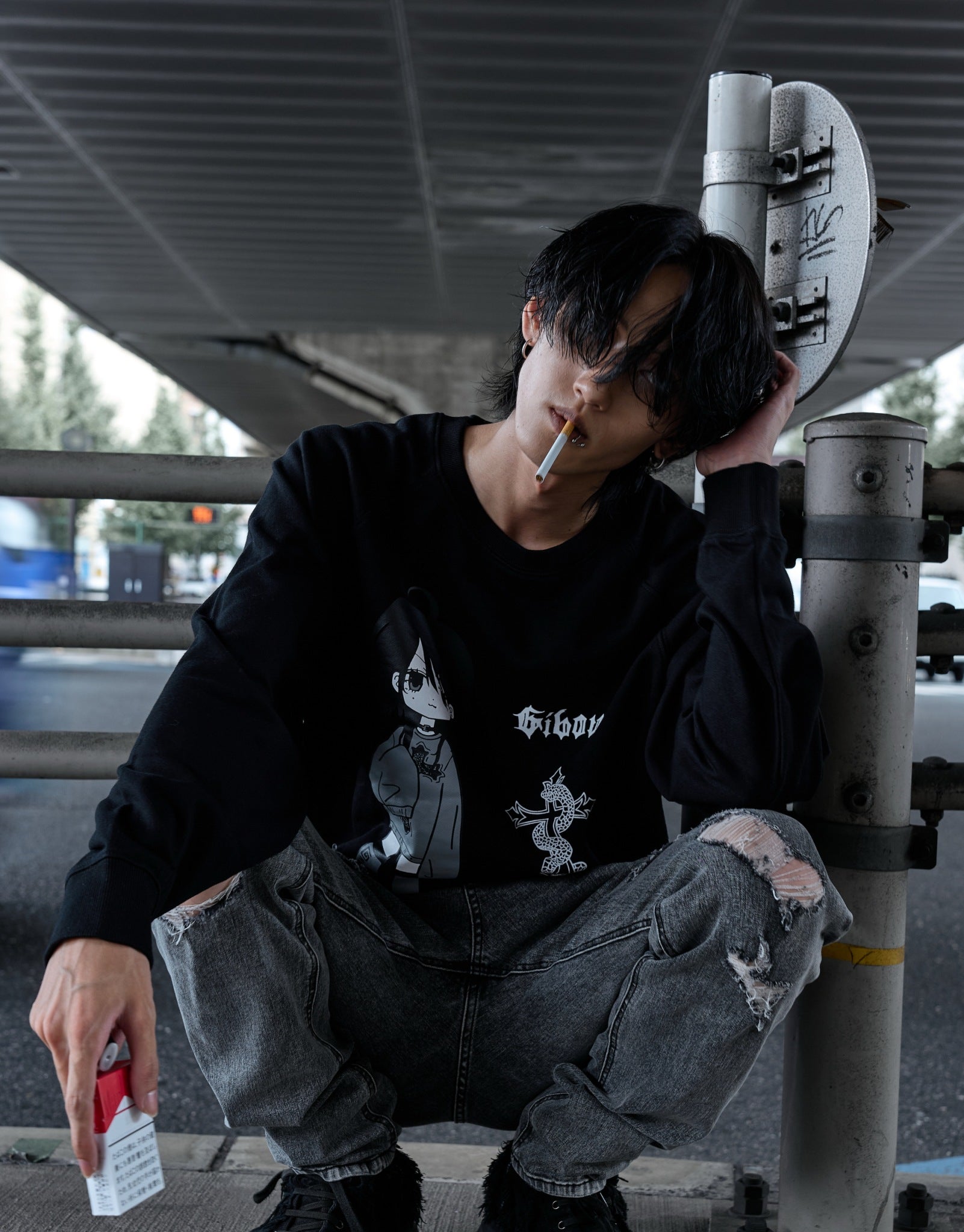 gibous logo illustration snakecross sweatshirt