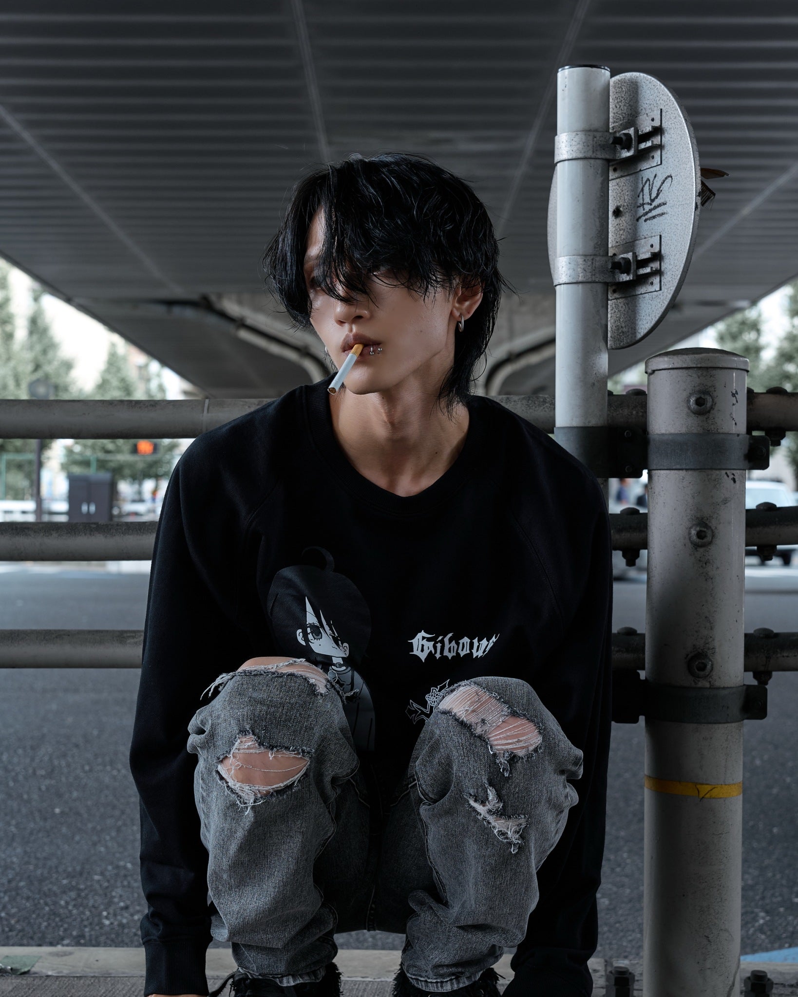 gibous logo illustration snakecross sweatshirt