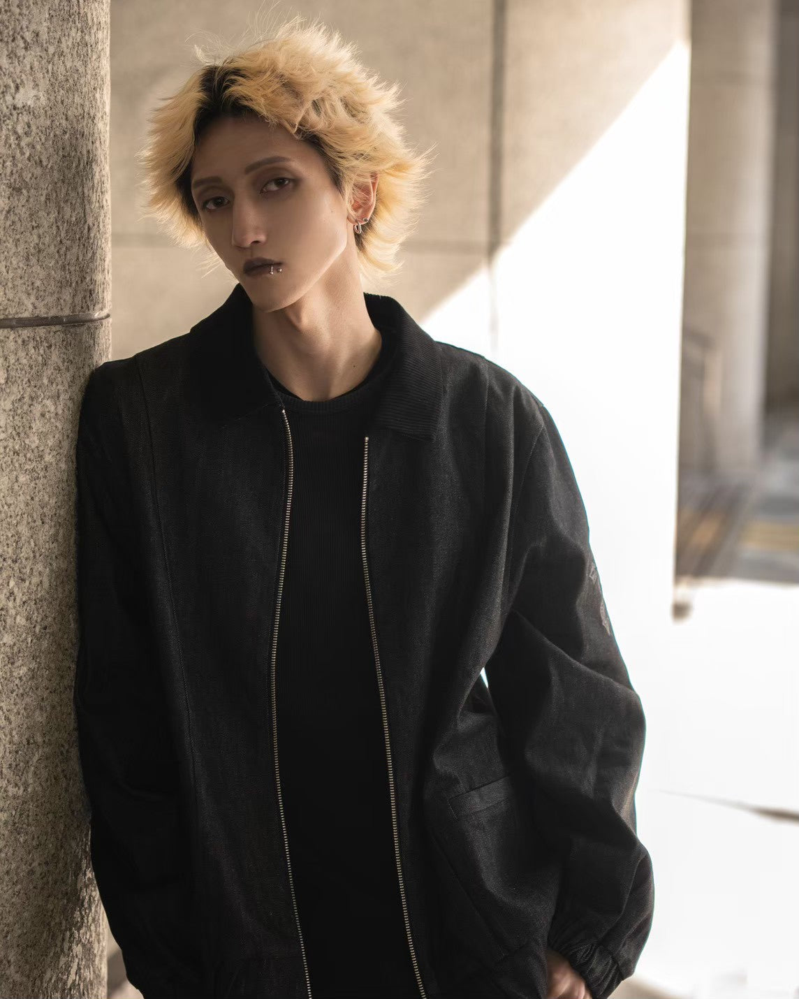 gibous snake cross corduroy denim jacket