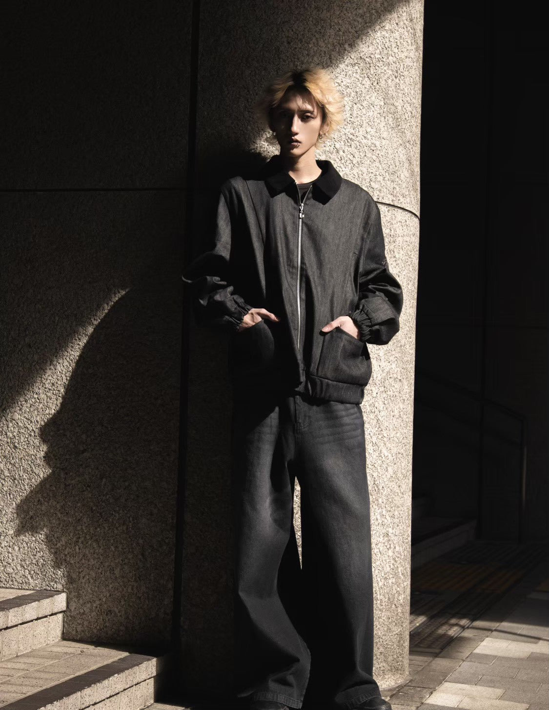 gibous snake cross corduroy denim jacket