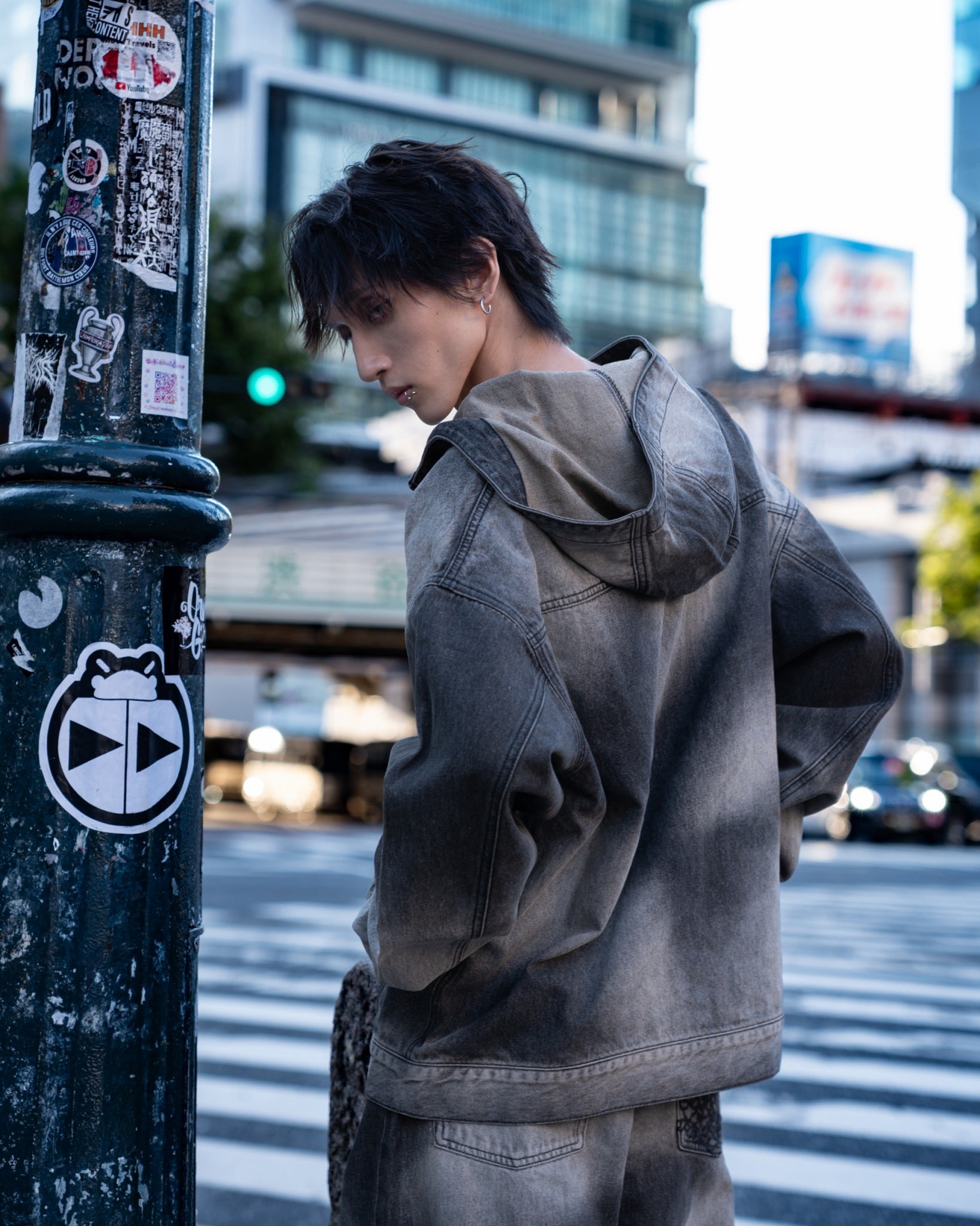 gibous snake cross vintage Wash Denim parker