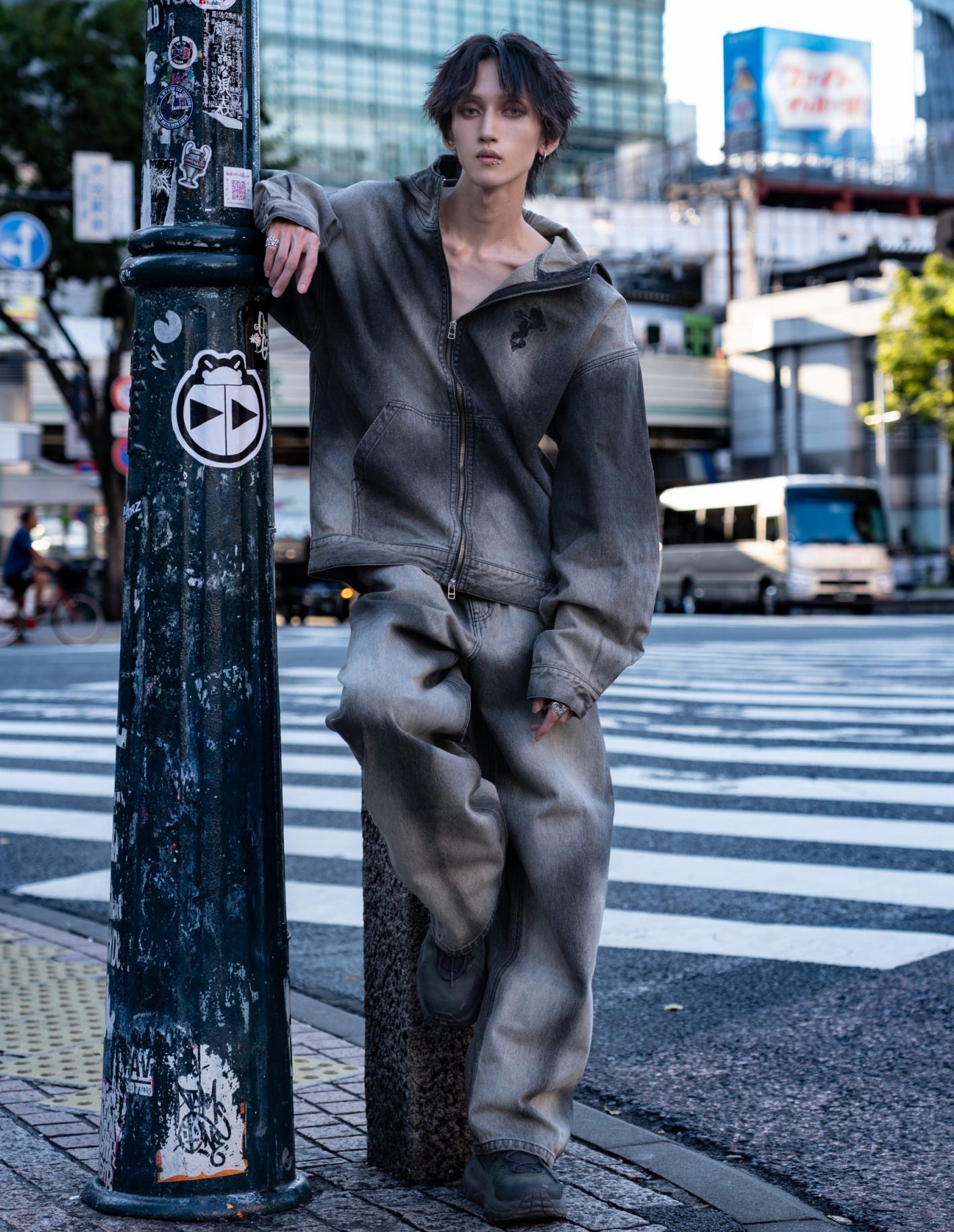 gibous snake cross vintage Wash Denim parker