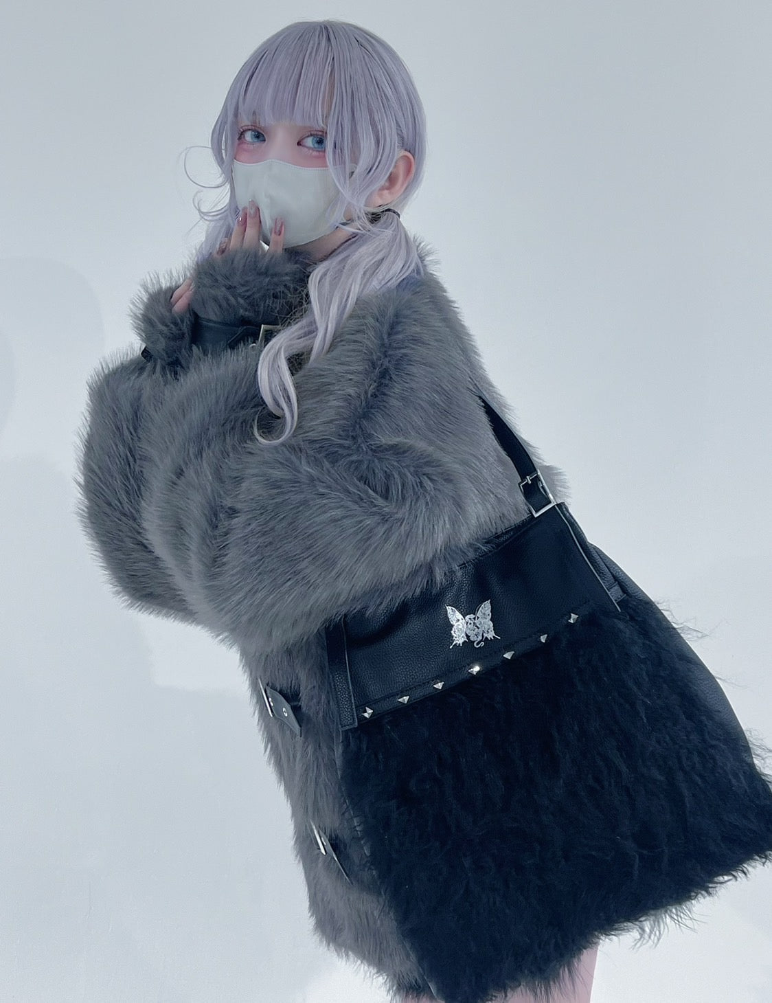 gibous×dependoll fur belt outer gray