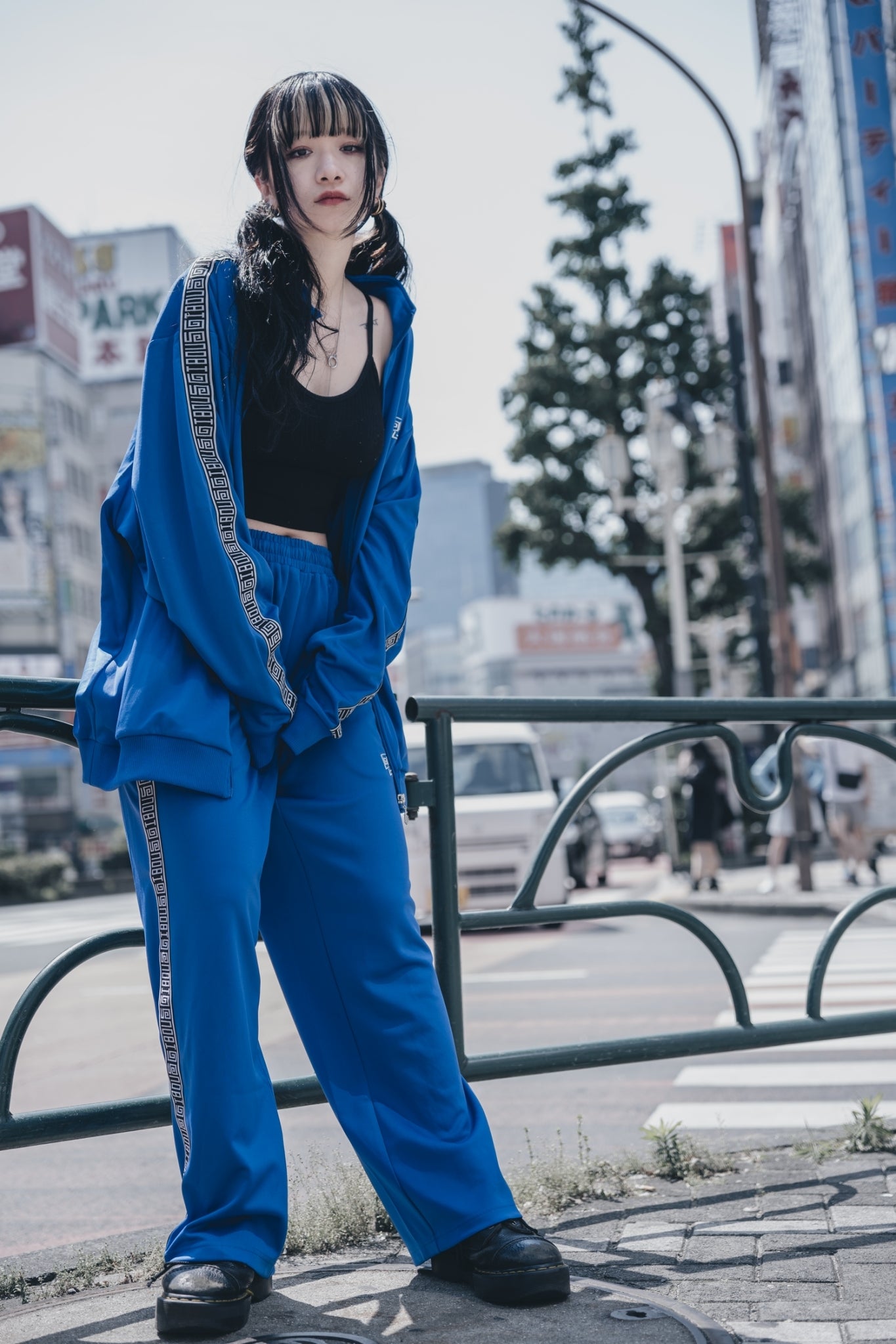 gibous×lhp logo jersey blue pants