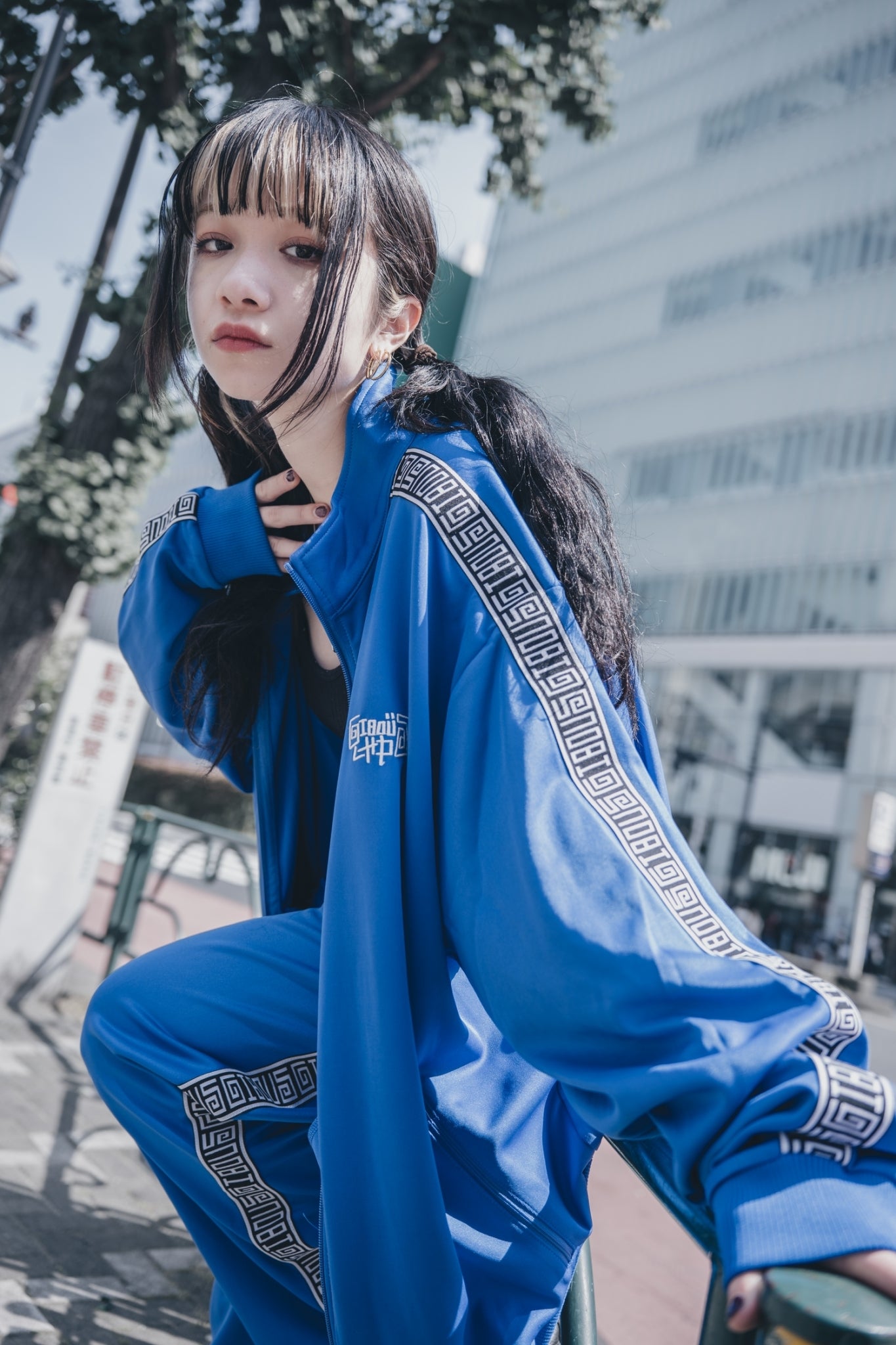 gibous×lhp logo jersey blue pants