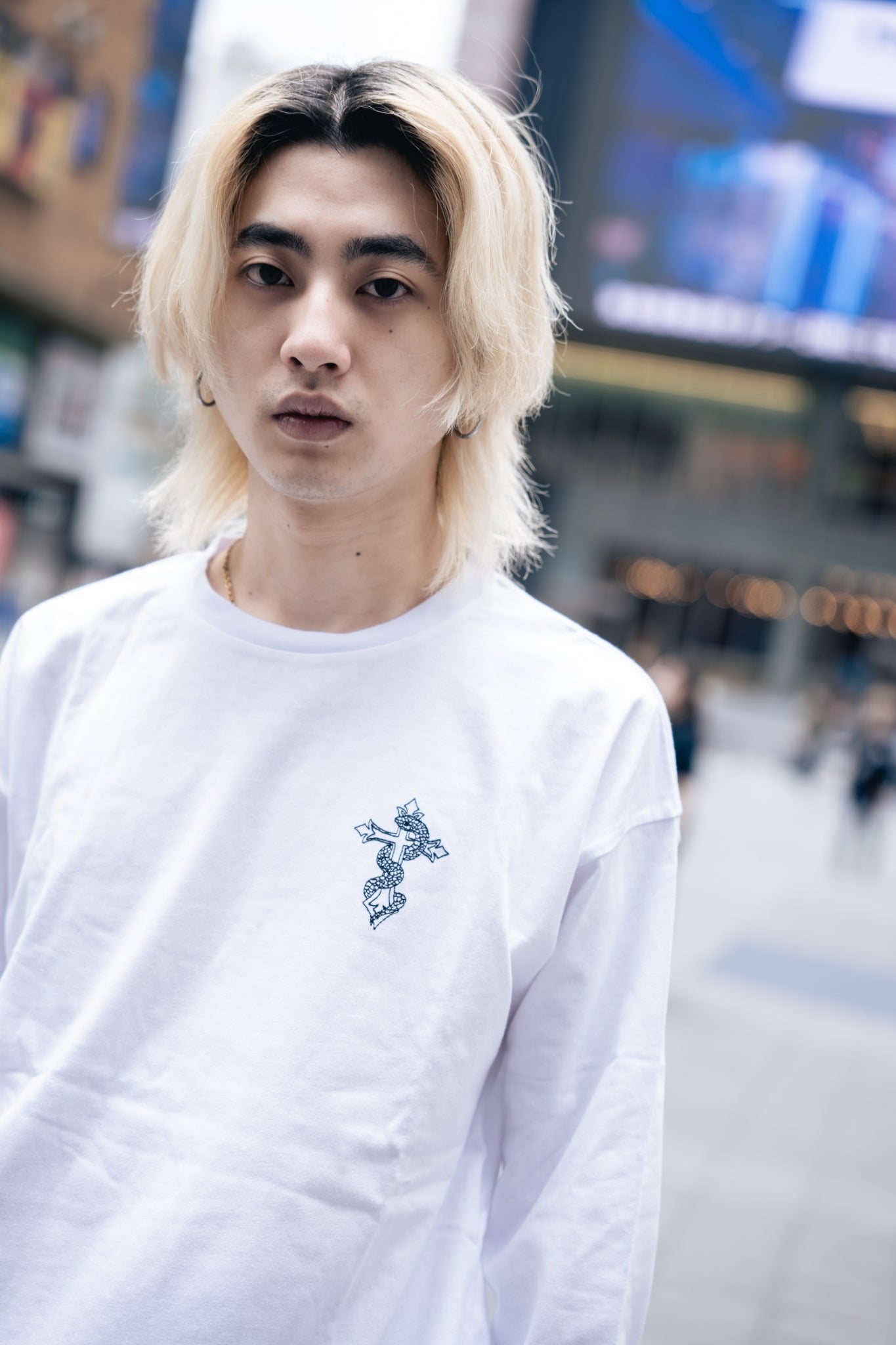 gibous snake long t shirt white