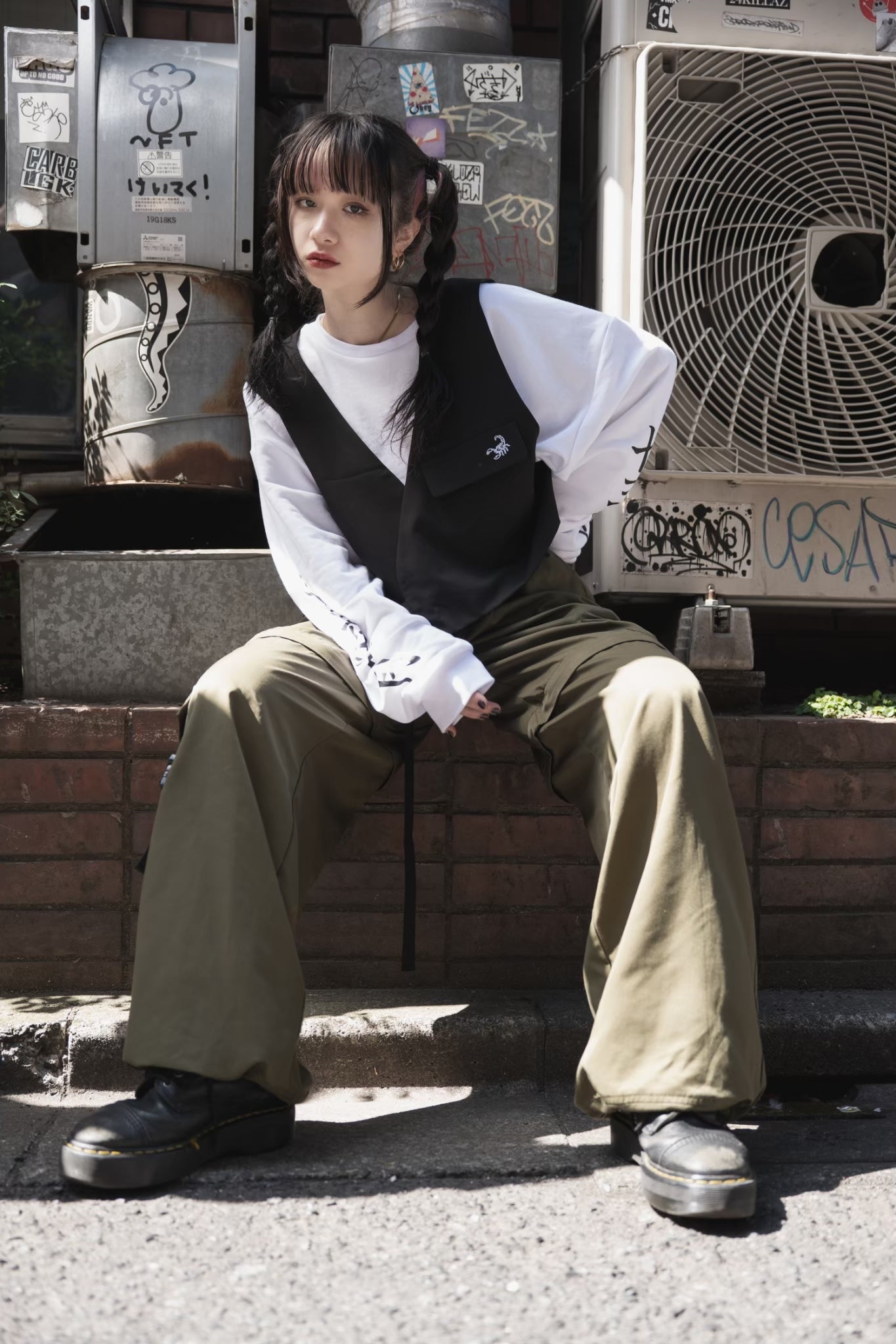 【再販】gibous scorpion zipper cargo trousers khaki