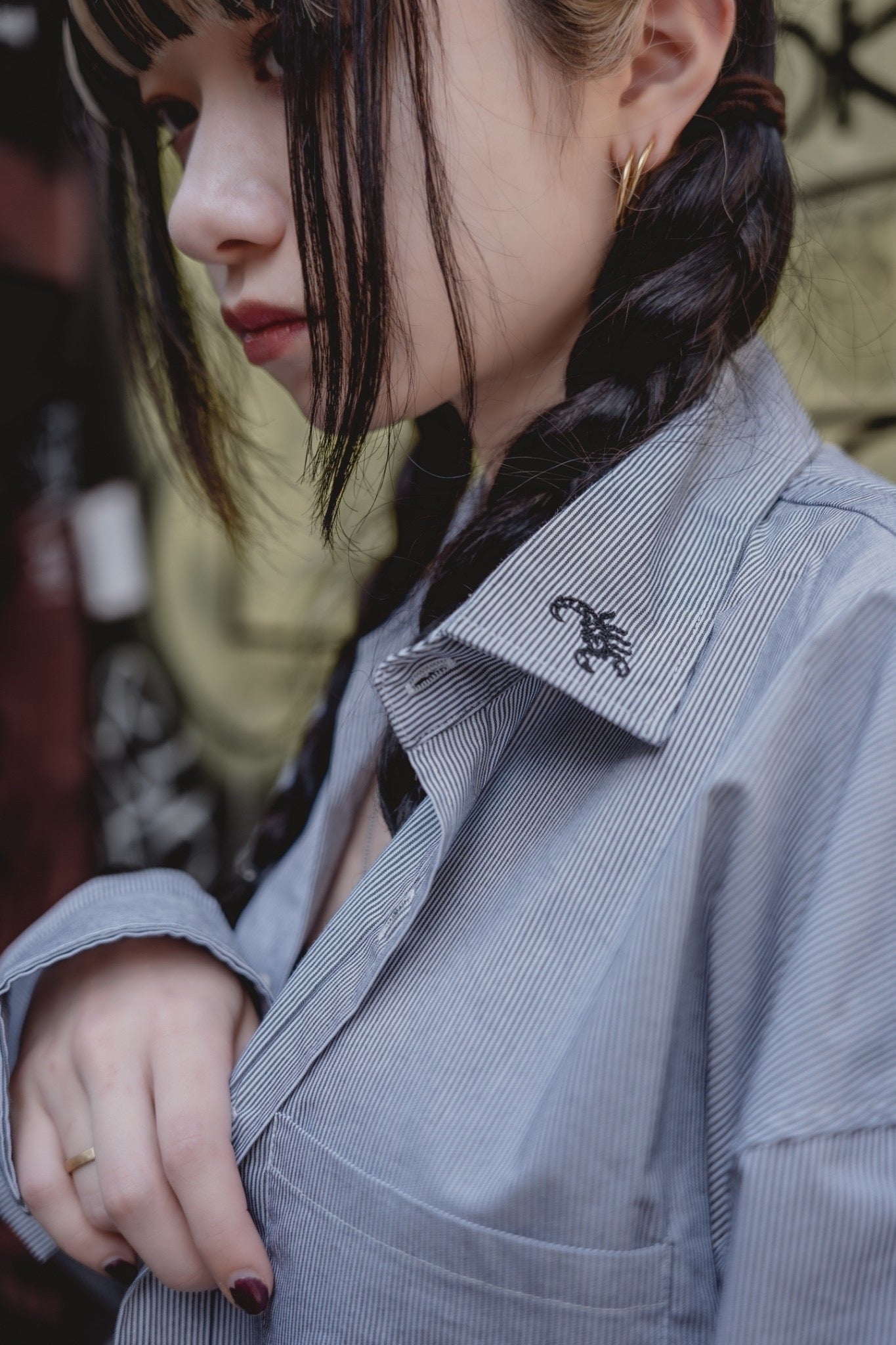 gibous scorpion stripe shirt white×black