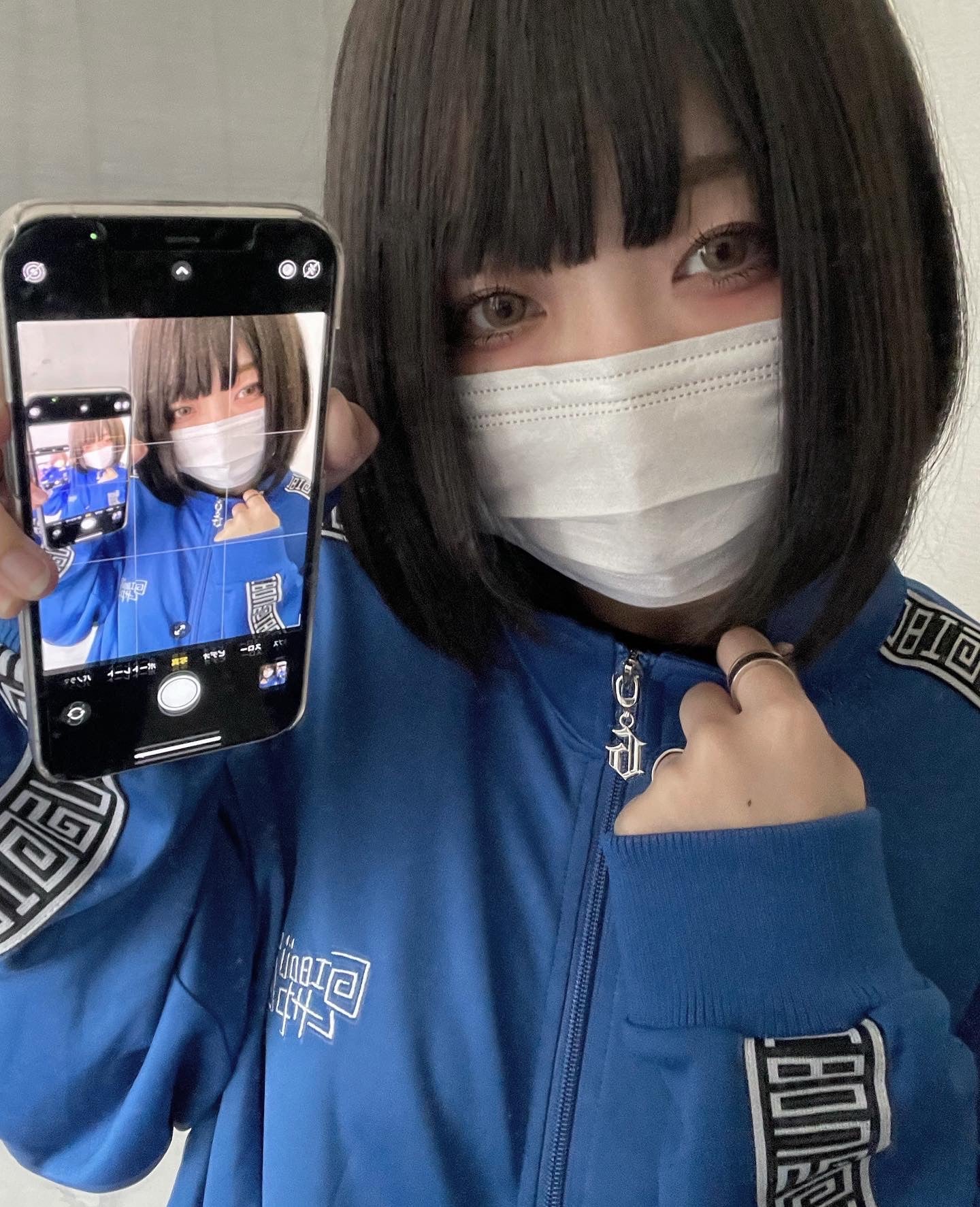 gibous×lhp logo track jersey blue tops