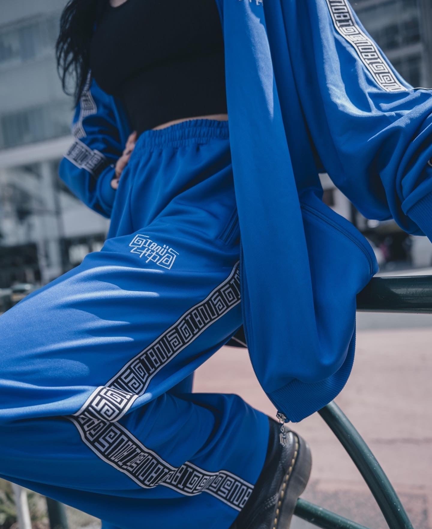 gibous×lhp logo jersey blue pants – gibous.official