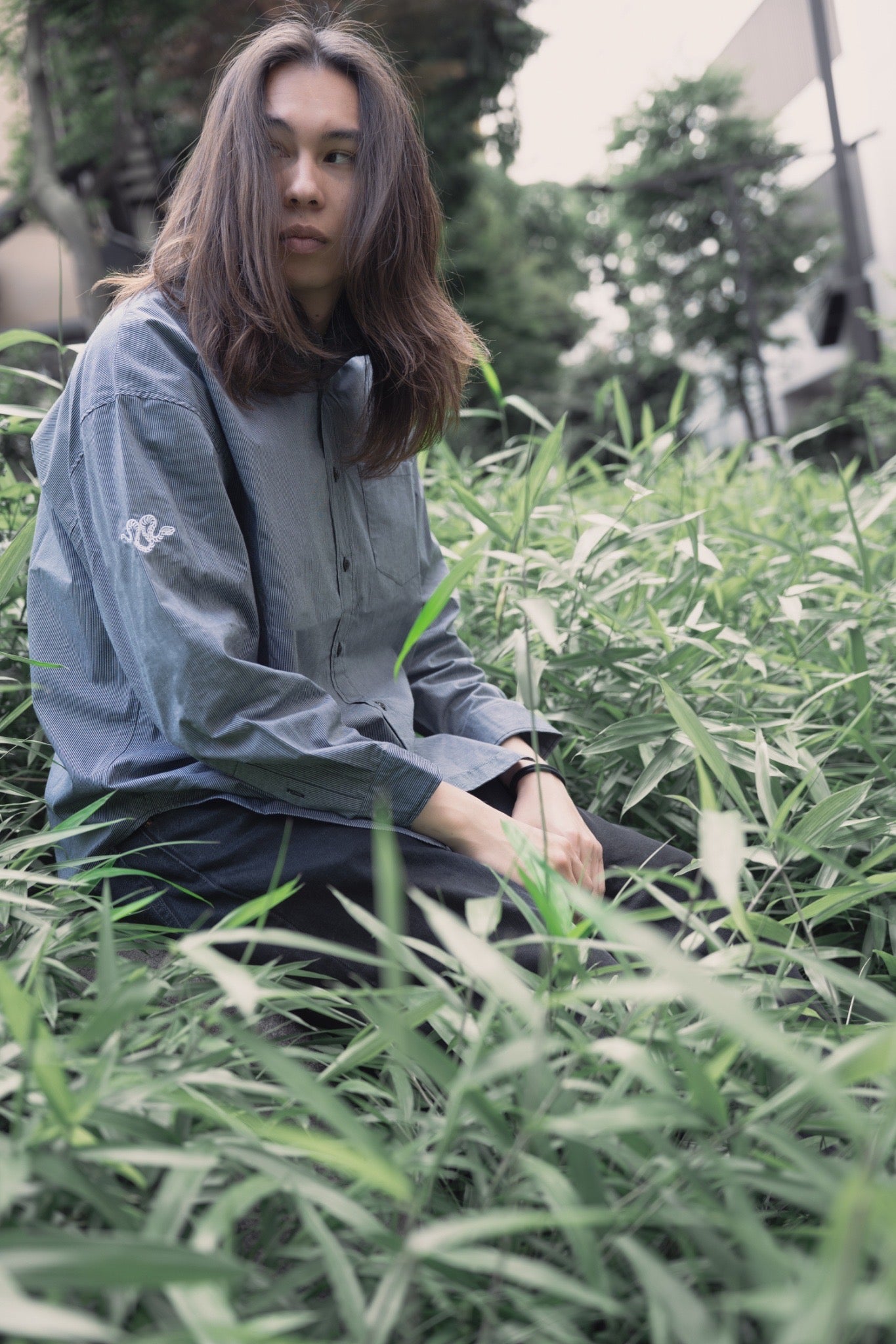 gibous scorpion stripe shirt gray×black