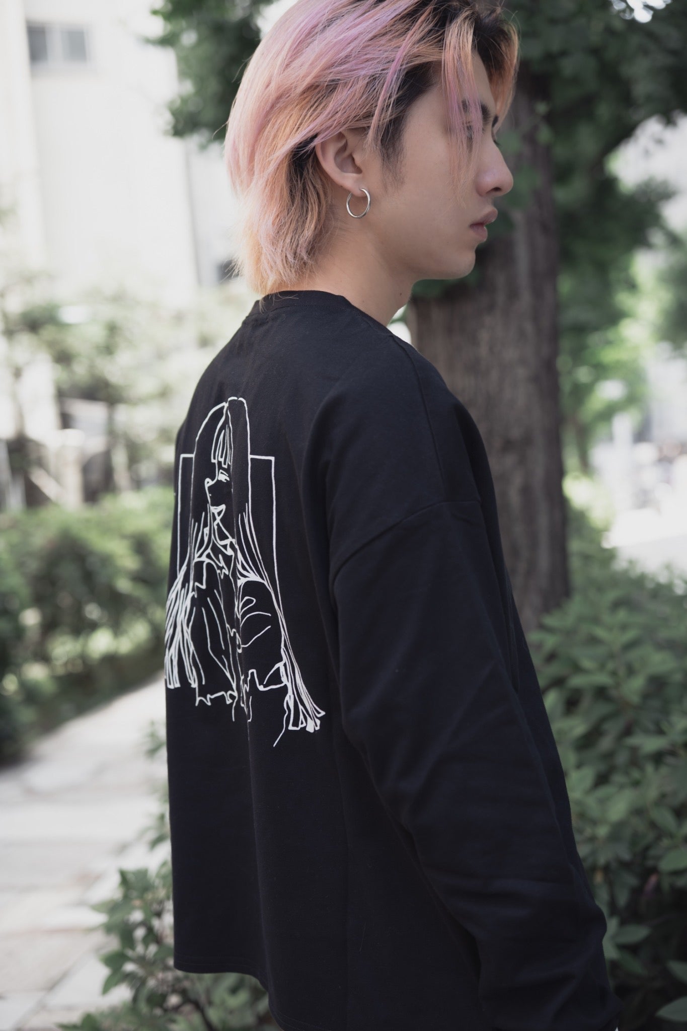 gibous×lhp twins girl long t shirt black