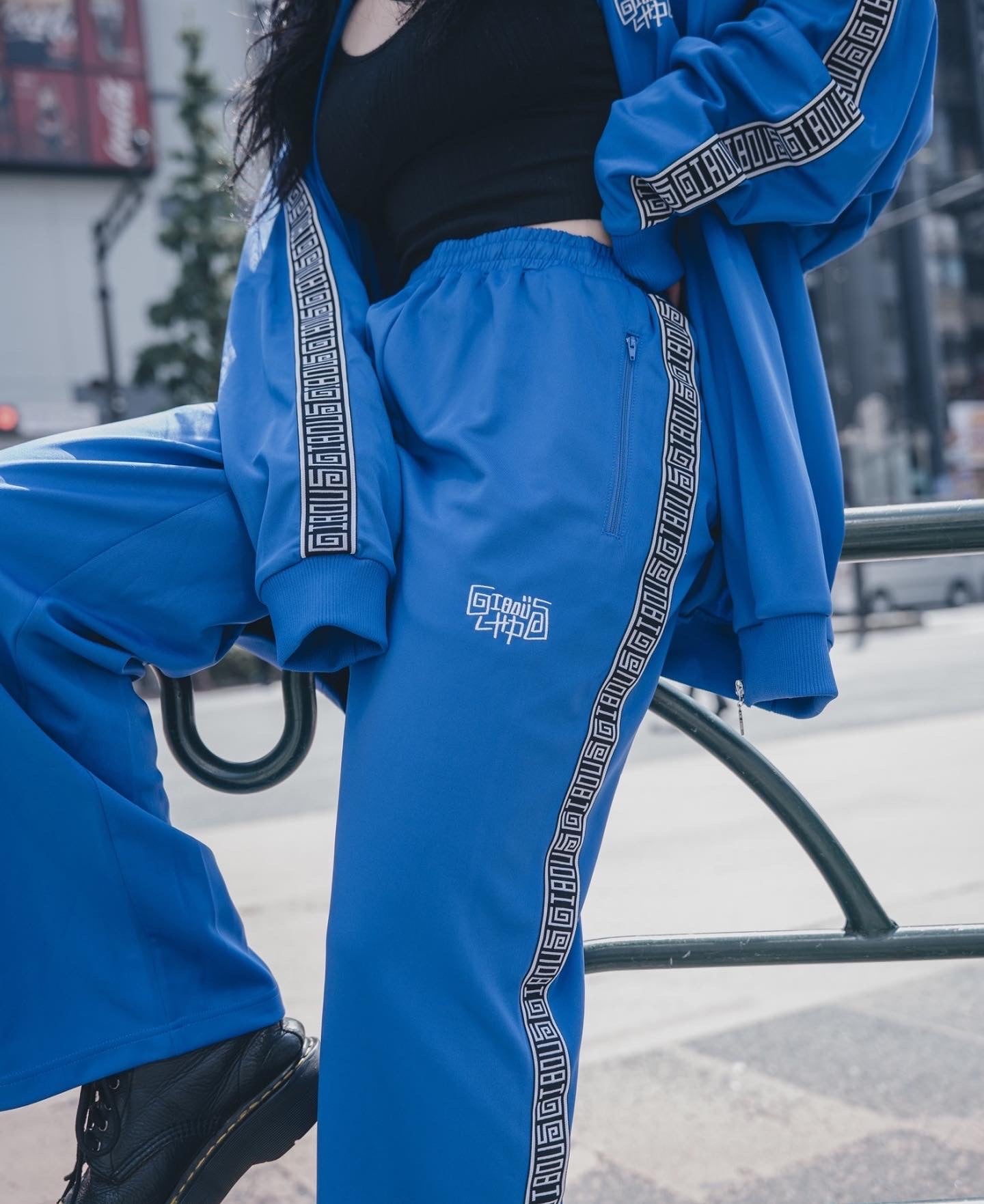 gibous×lhp logo jersey blue pants