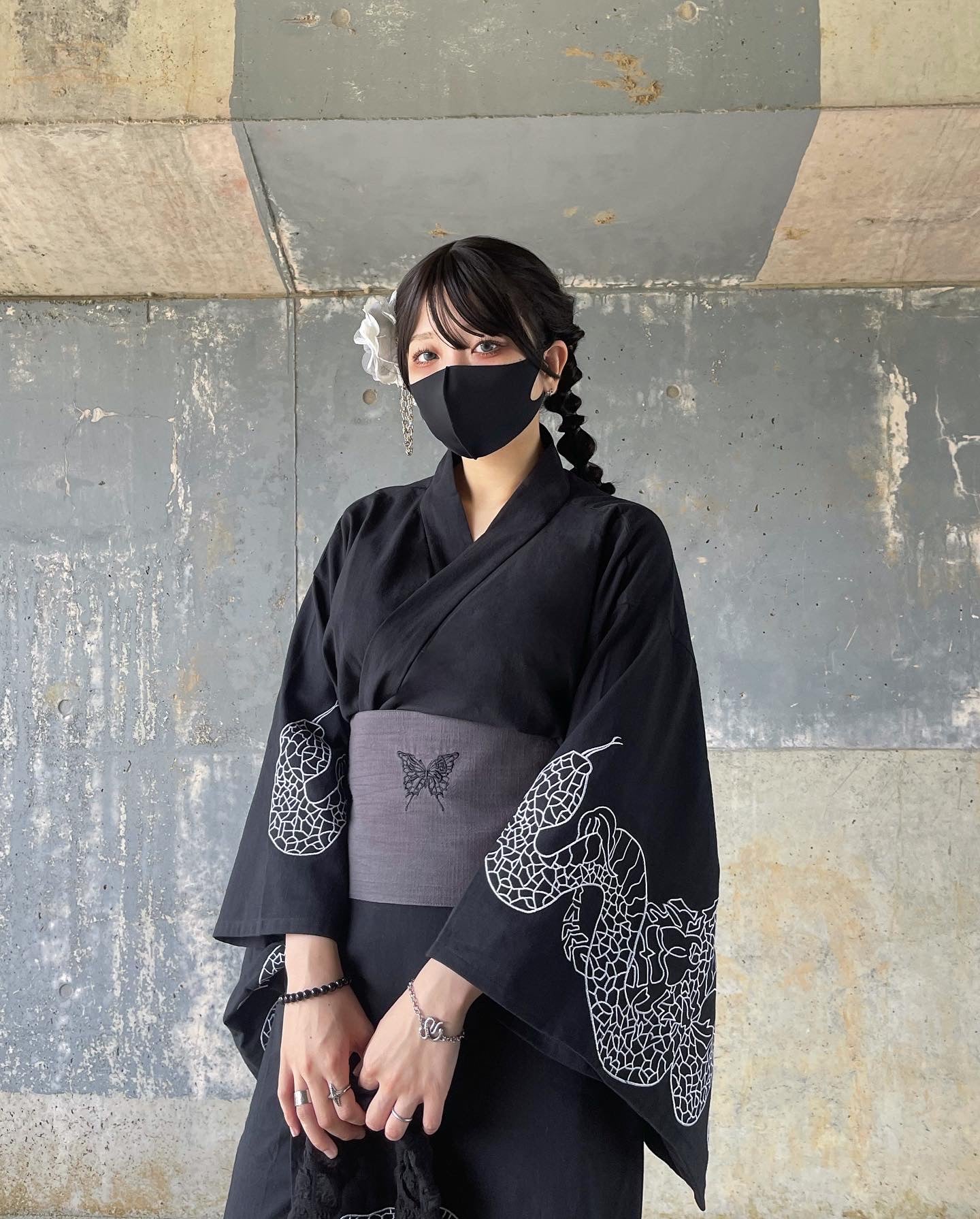 【再販】gibous dark snake yukata black