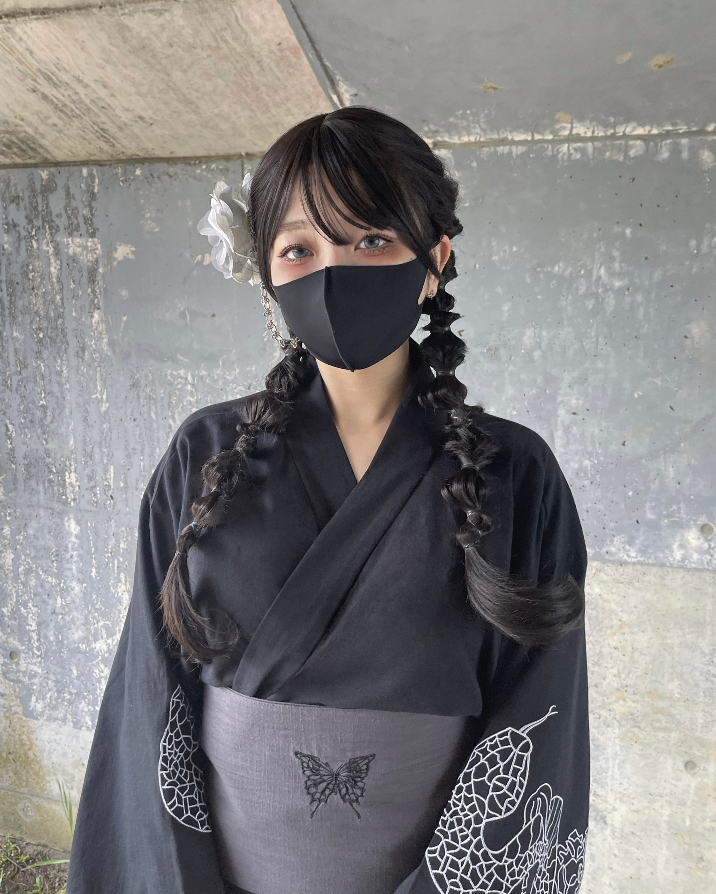 【再販】gibous dark snake yukata black