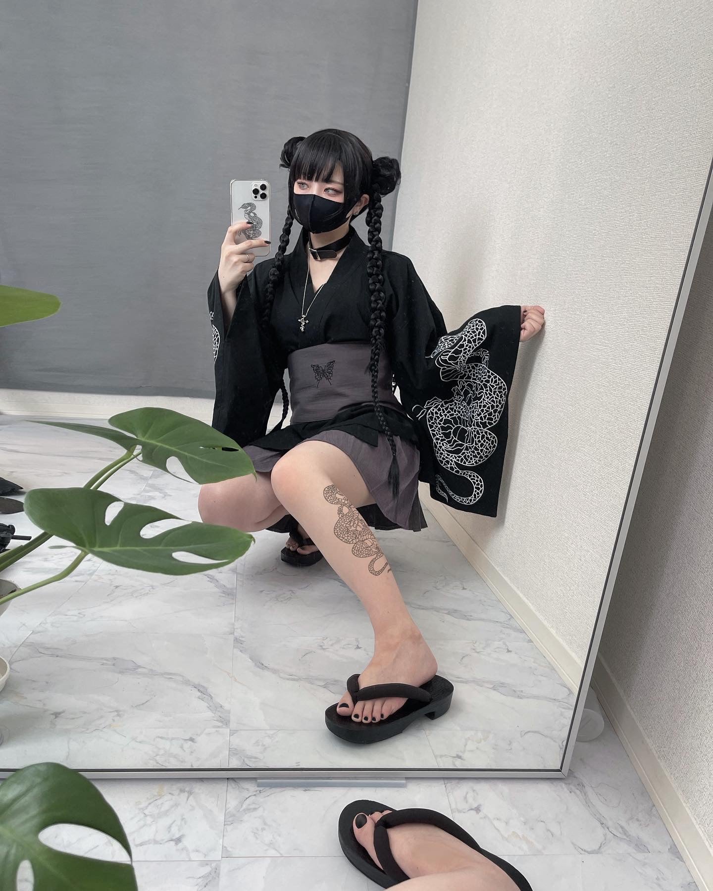 【再販】gibous dark snake yukata black