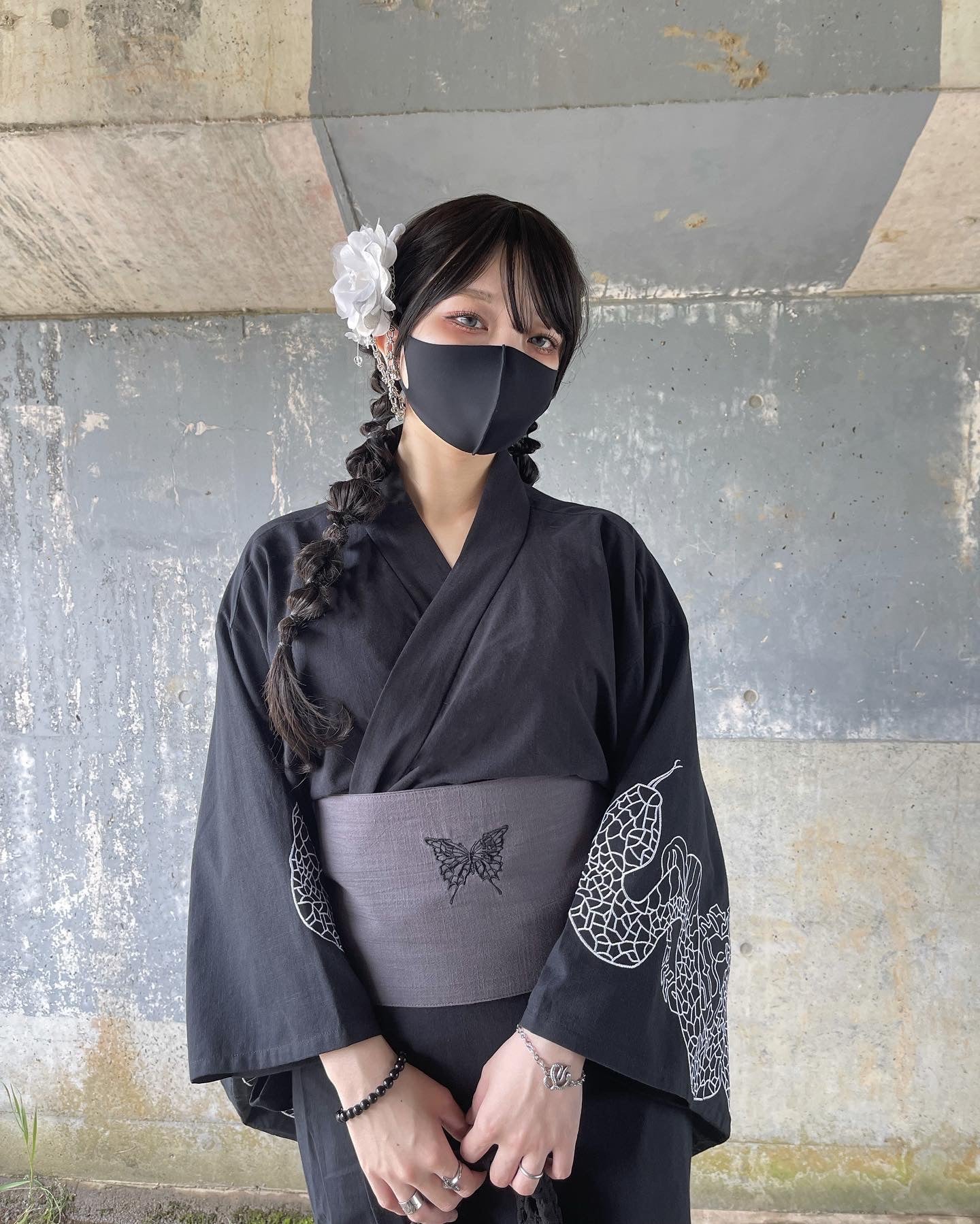 【再販】gibous dark snake yukata black