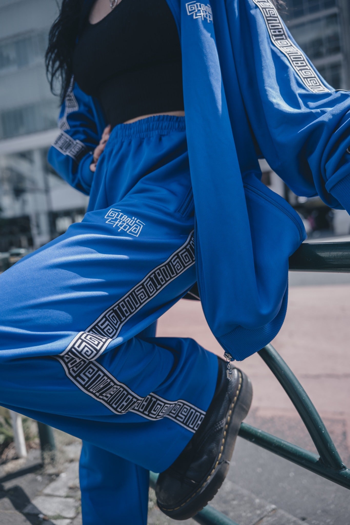 gibous×lhp logo track jersey blue tops