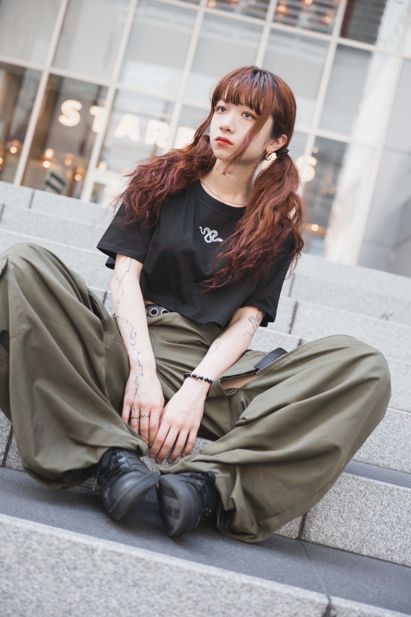 【再販】gibous scorpion zipper cargo trousers khaki