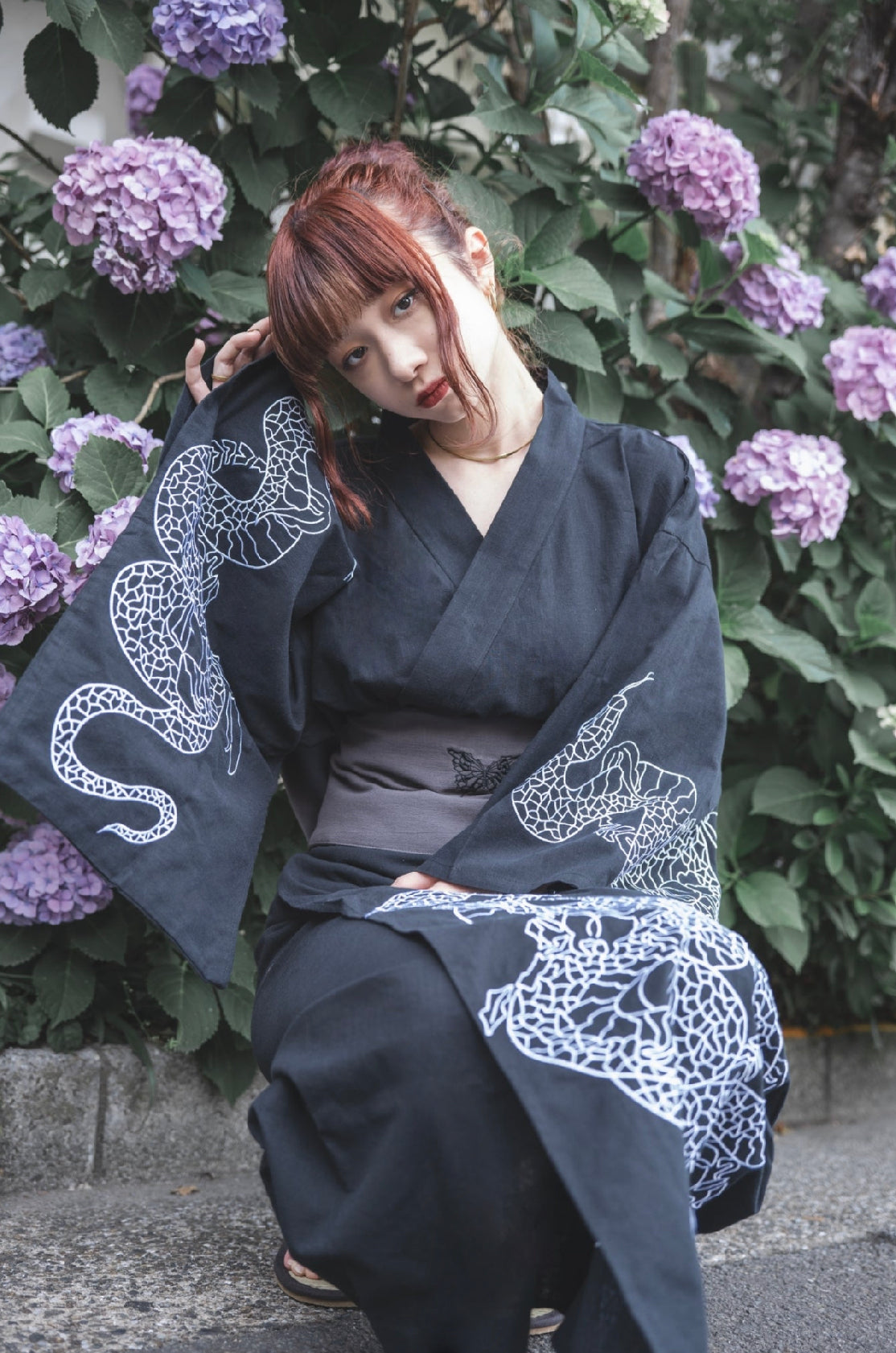 【再販】gibous dark snake yukata black