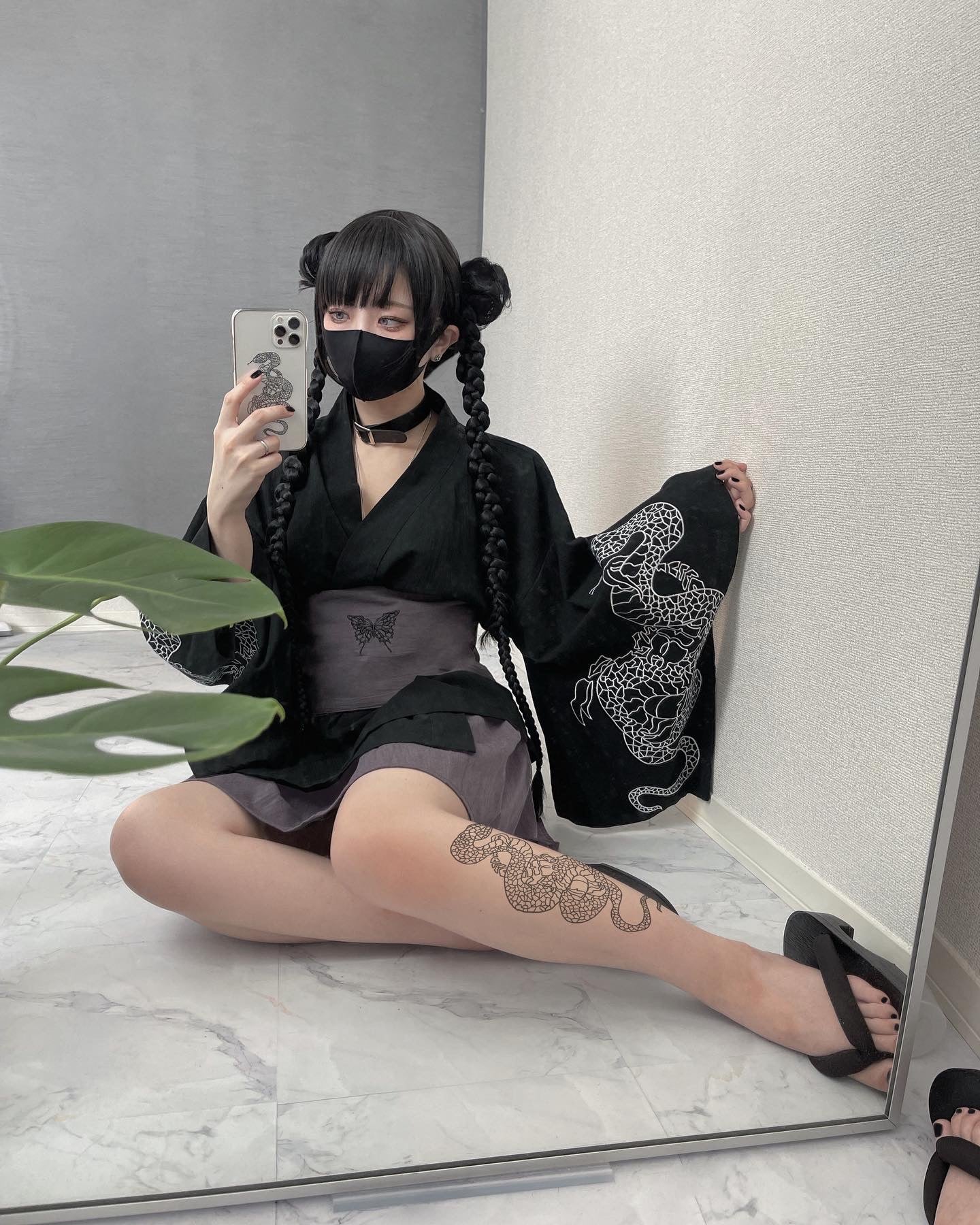 【再販】gibous dark snake yukata black