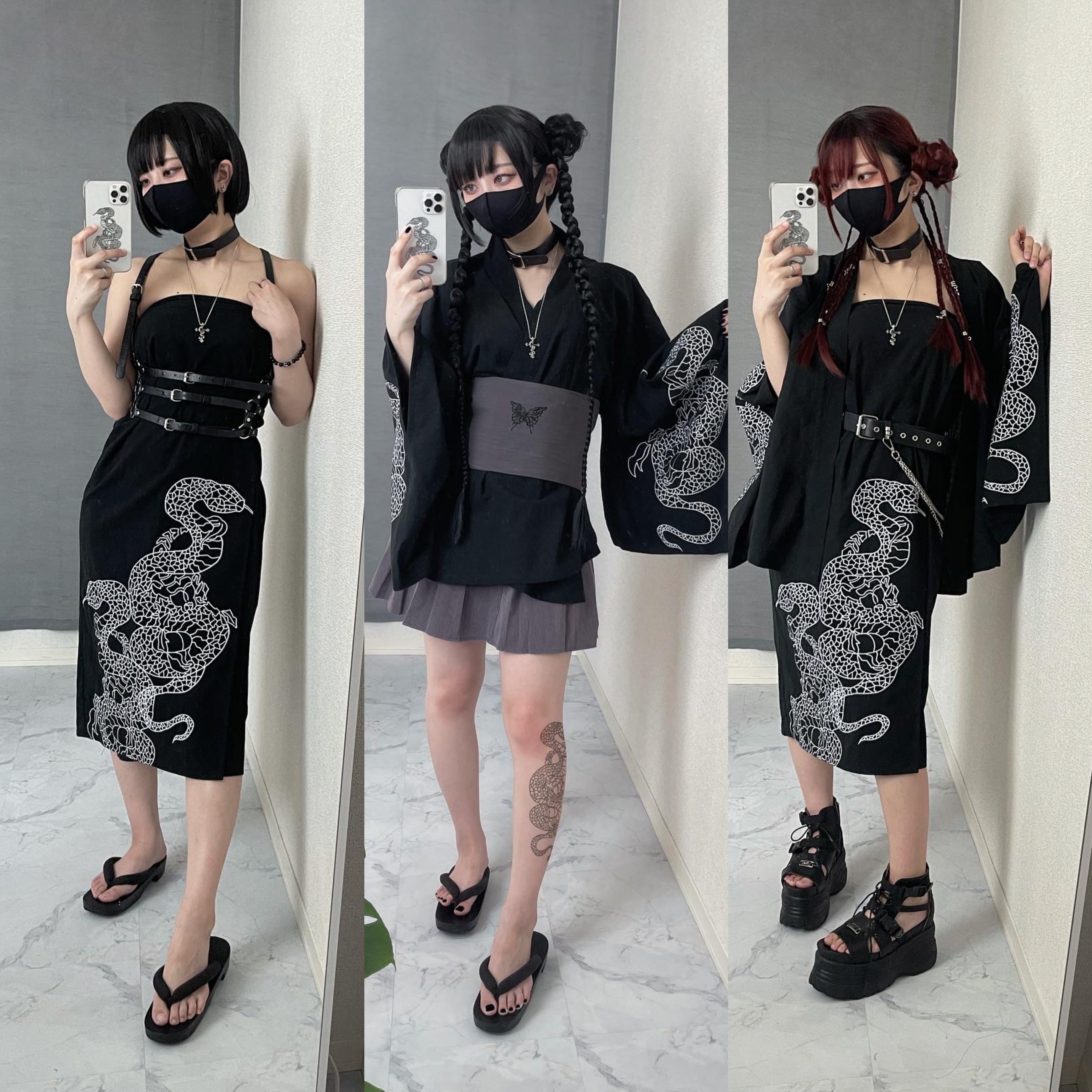 【再販】gibous dark snake yukata black