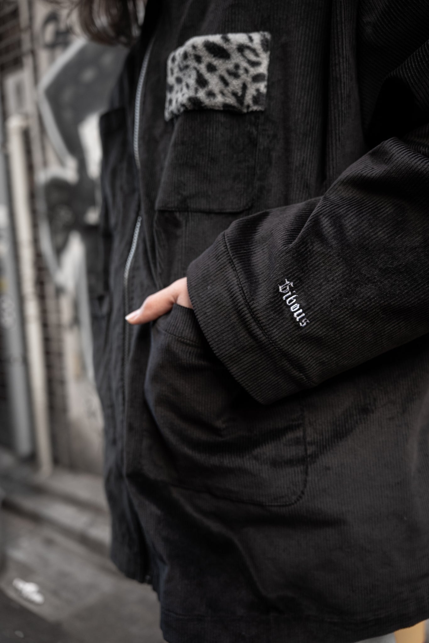 gibous corduroy leopard jacket