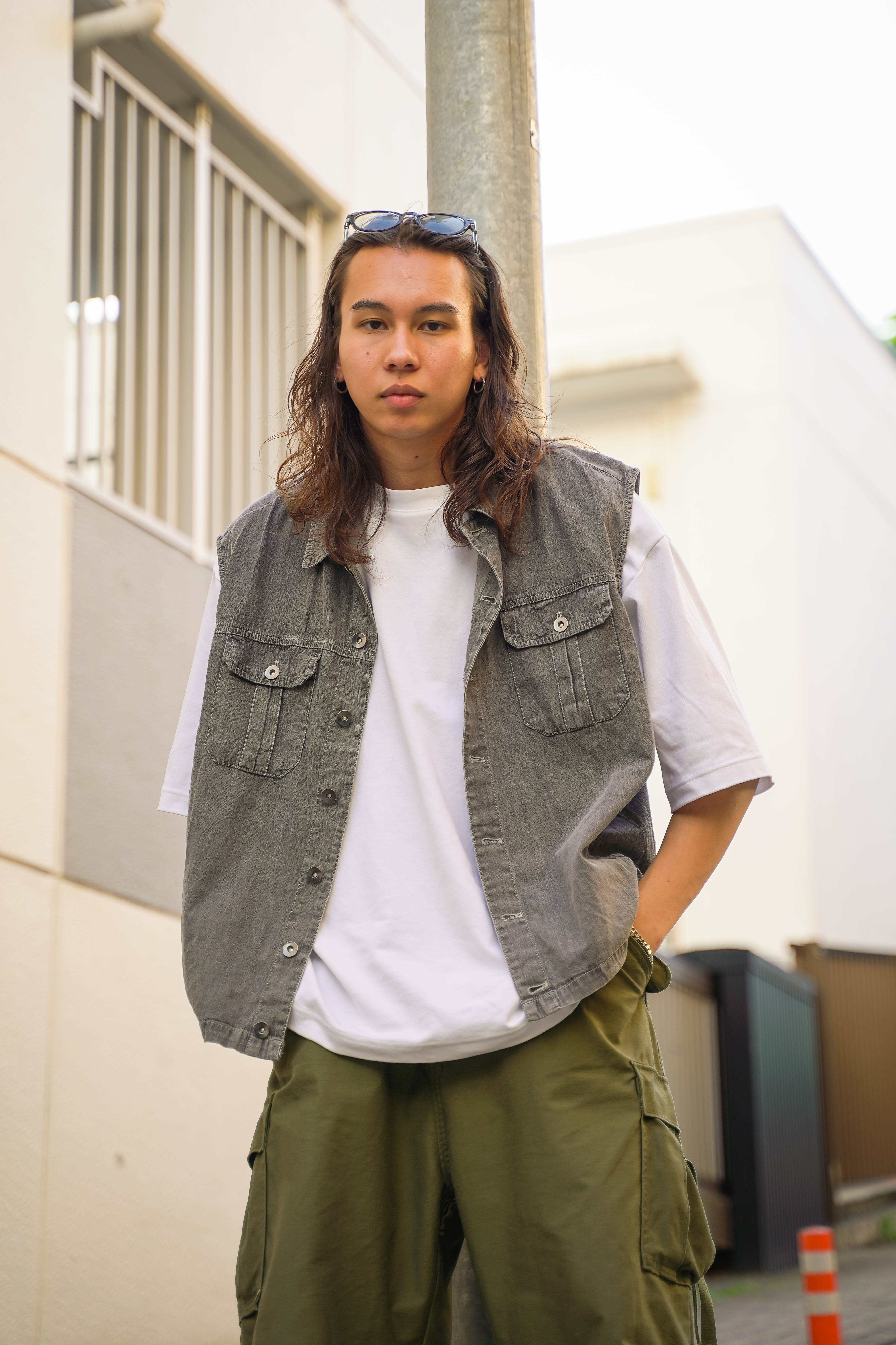 gibous snake scorpion denim vest