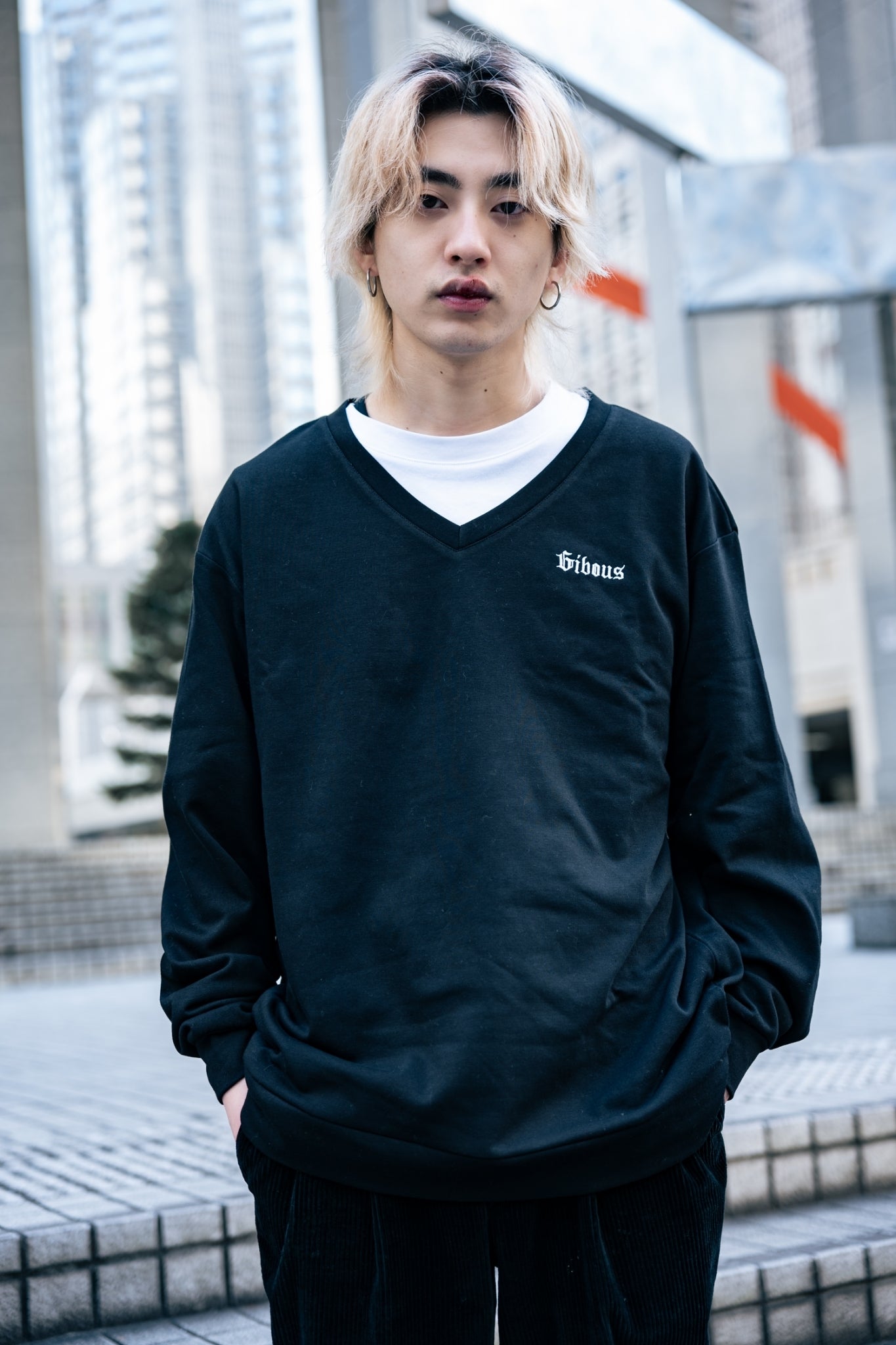 gibous×lhp 标志 V 领运动鞋 黑色