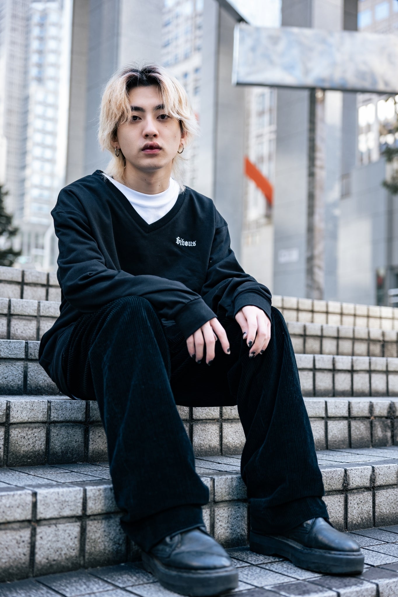 gibous×lhp 标志 V 领运动鞋 黑色