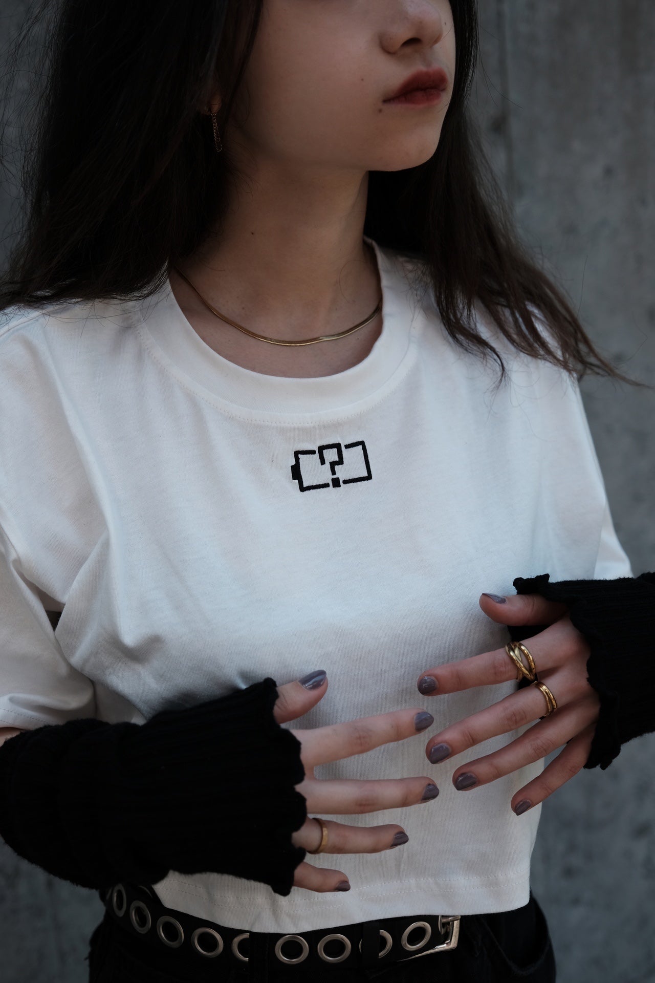 gibous battery cropped T-shirt white