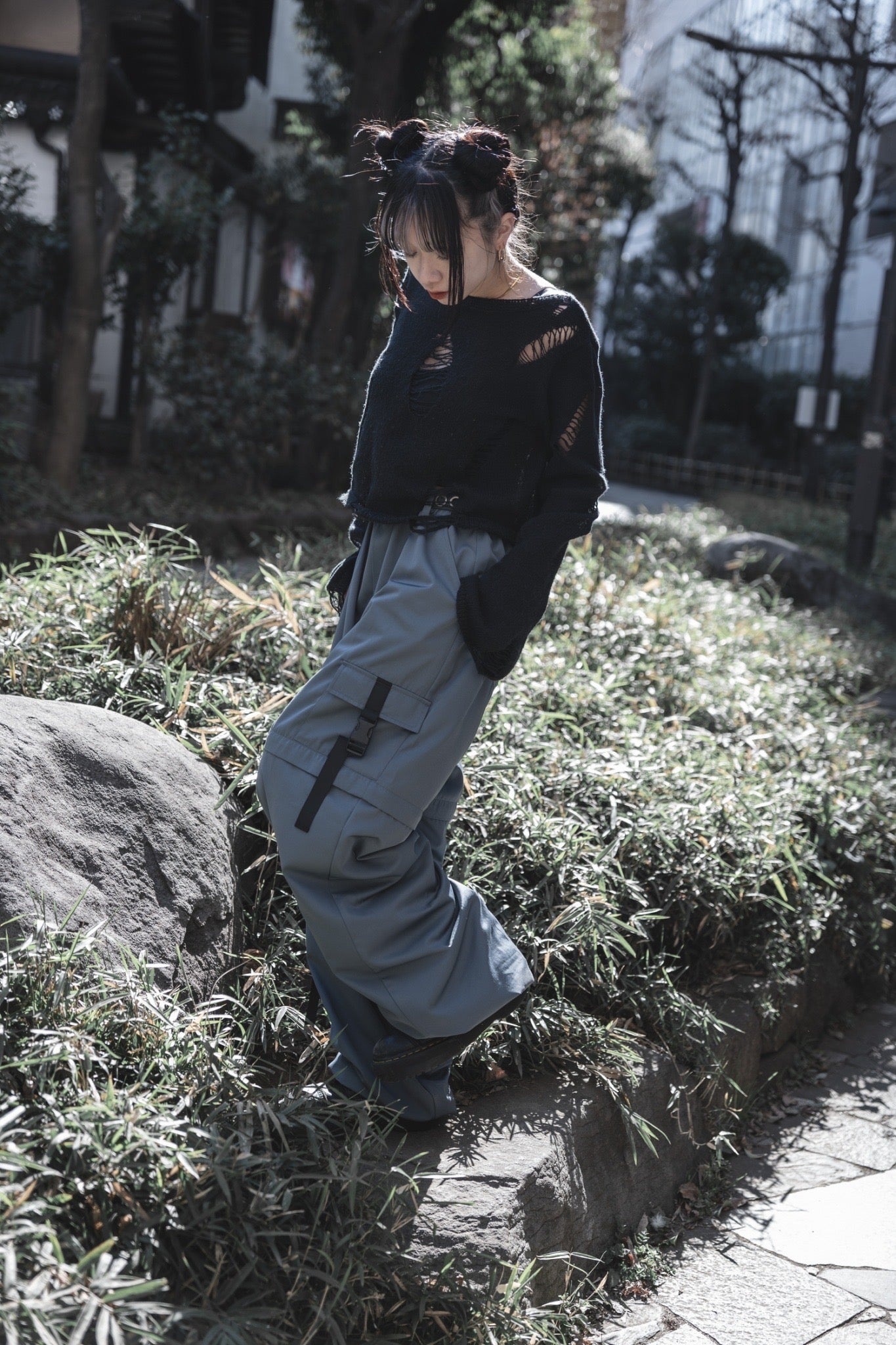 【再販】gibous scorpion zipper cargo trousers gray