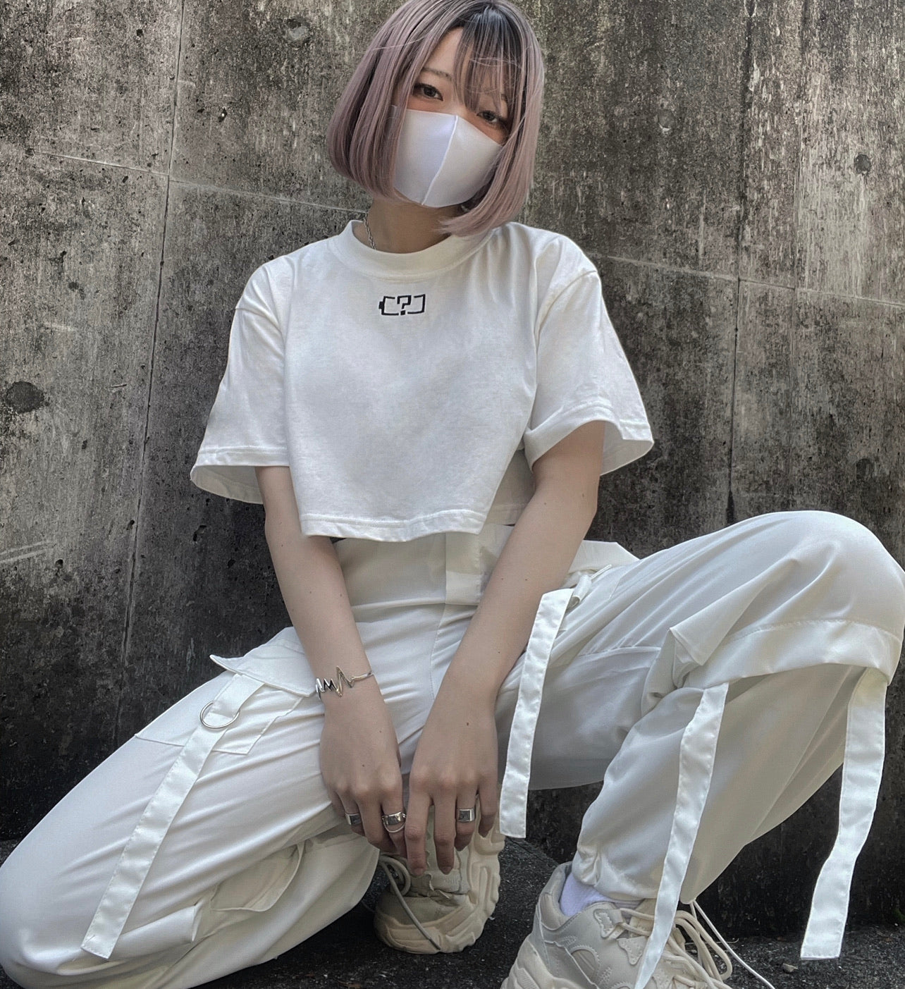 gibous battery cropped T-shirt white