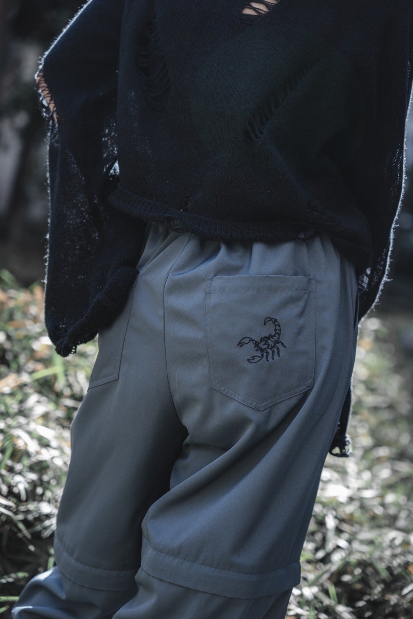 【再販】gibous scorpion zipper cargo trousers gray