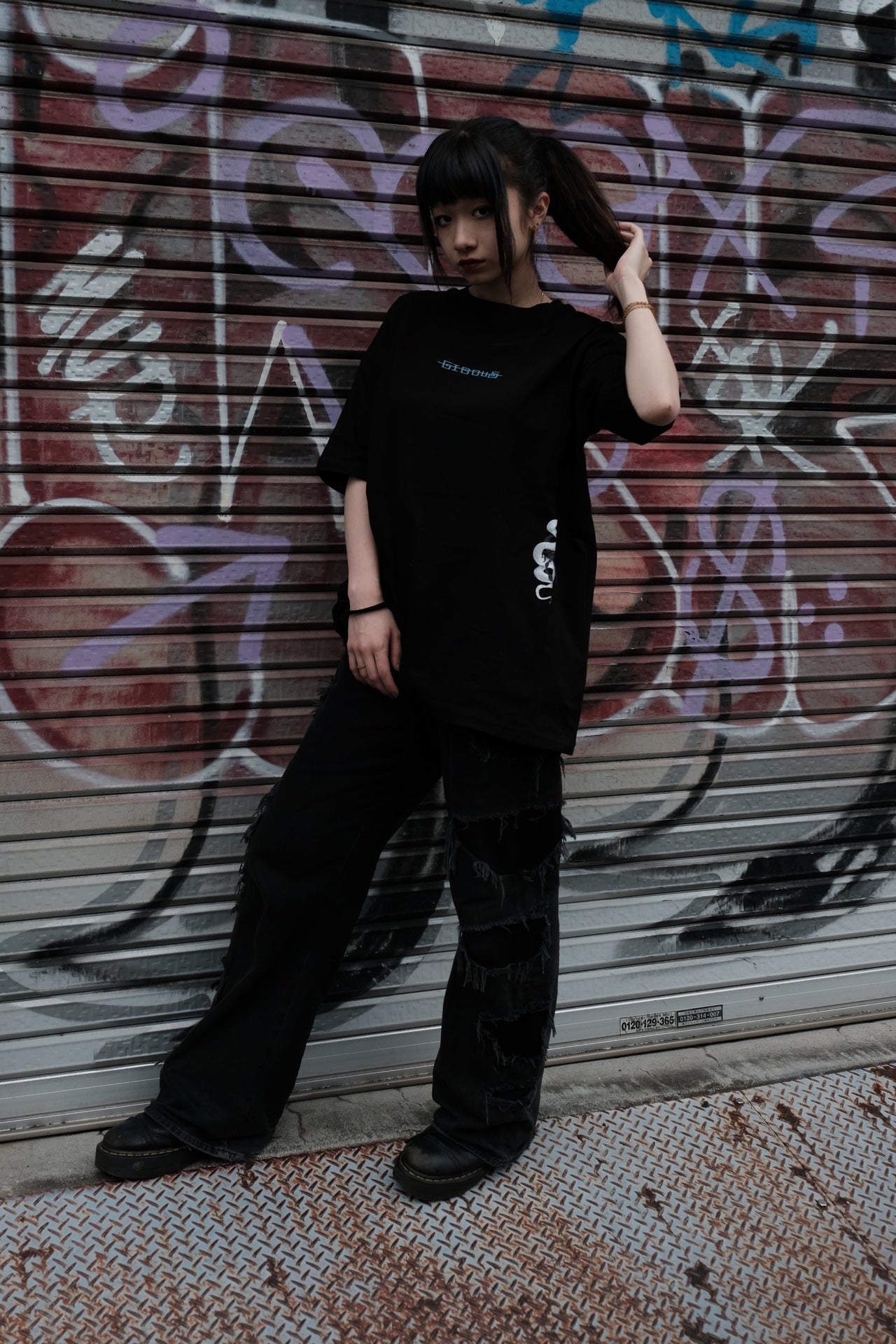【再販】gibous logo snake T black