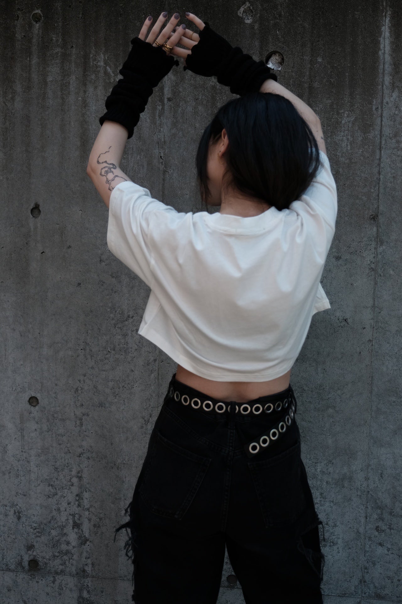 gibous battery cropped T-shirt white
