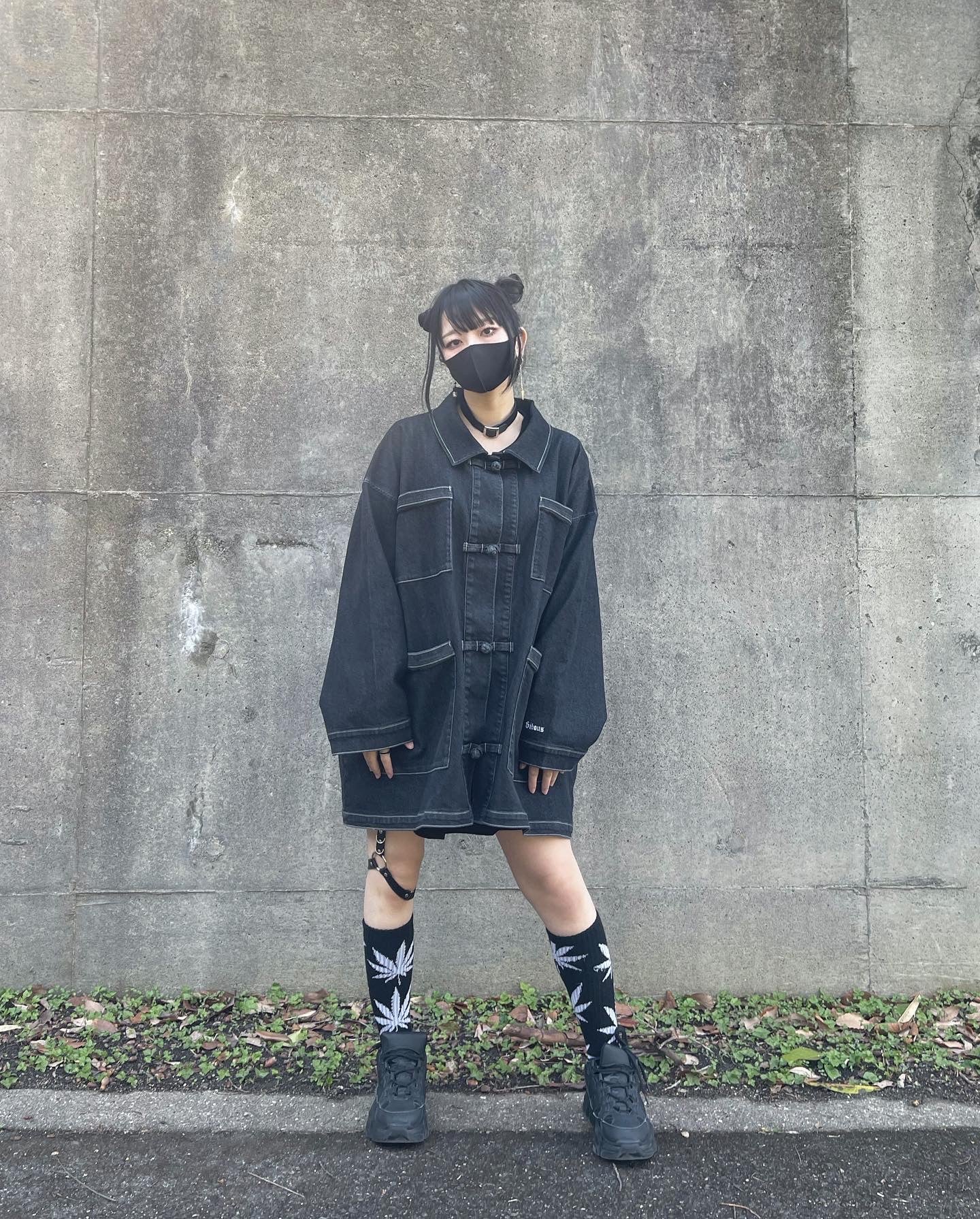 【再販】gibous china stitch denim tops long
