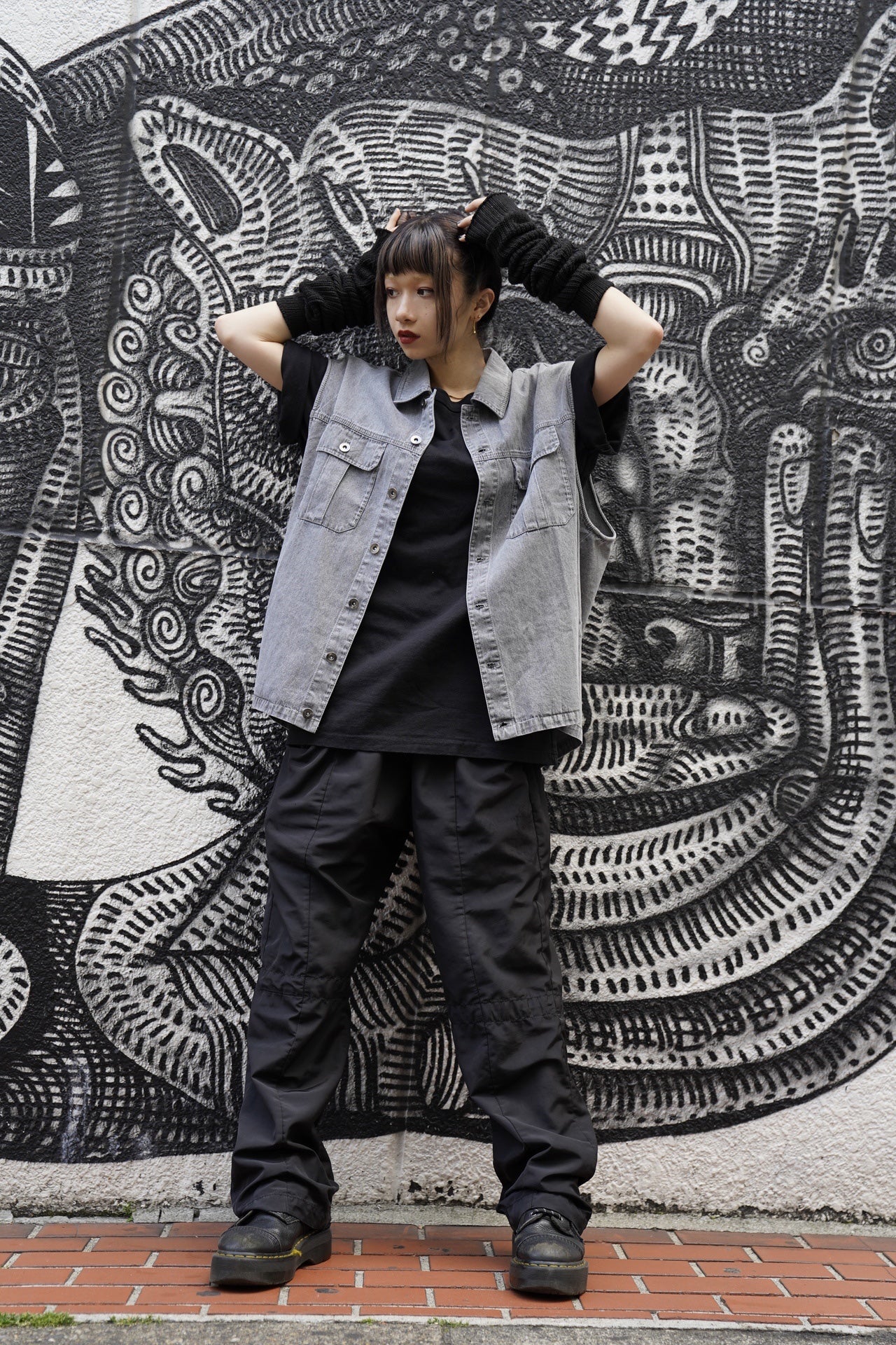gibous snake scorpion denim vest