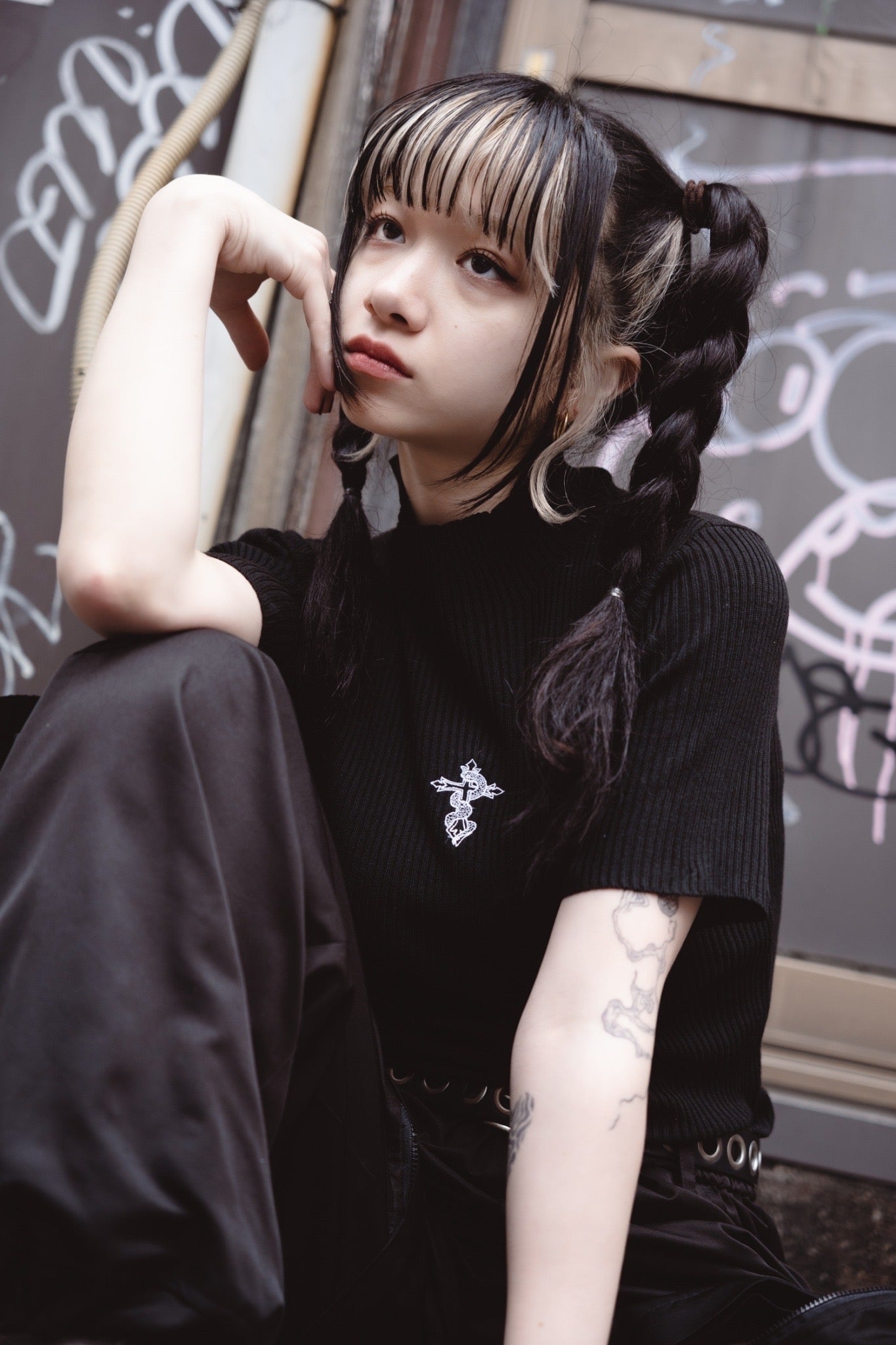 gibous 3way snake cross turtleneck