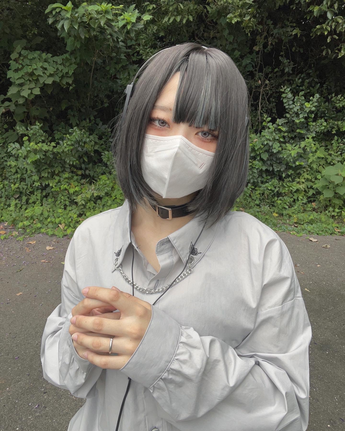 【再販】gibous butterfly chain long shirt gray