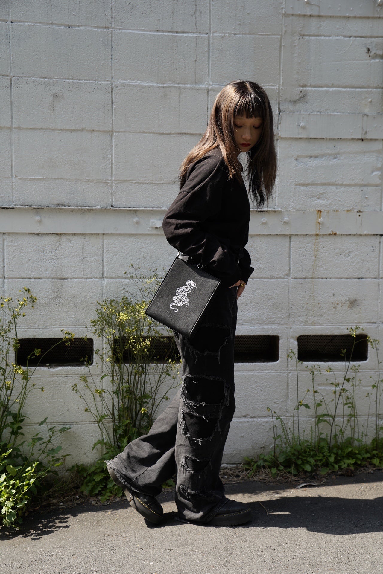 【再販】gibous fake leather square bag