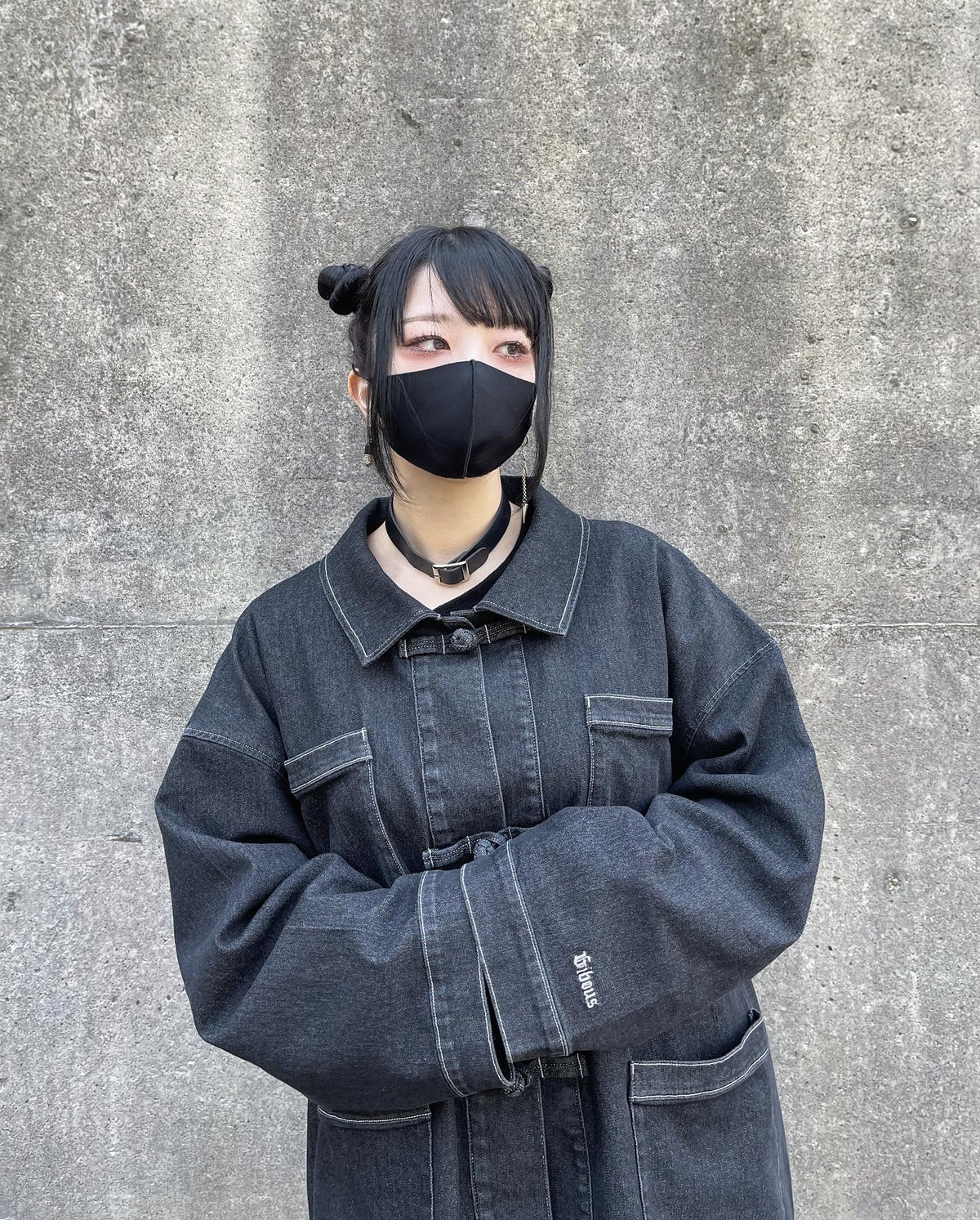 再販】gibous china stitch denim tops long