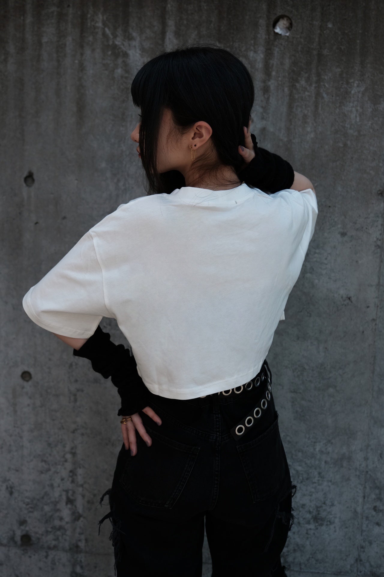 gibous battery cropped T-shirt white